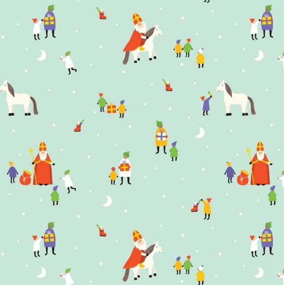 Afbeeldingen van Rol Sintpapier 50 cm 200 mtr Heerlijk avondje is gekomen