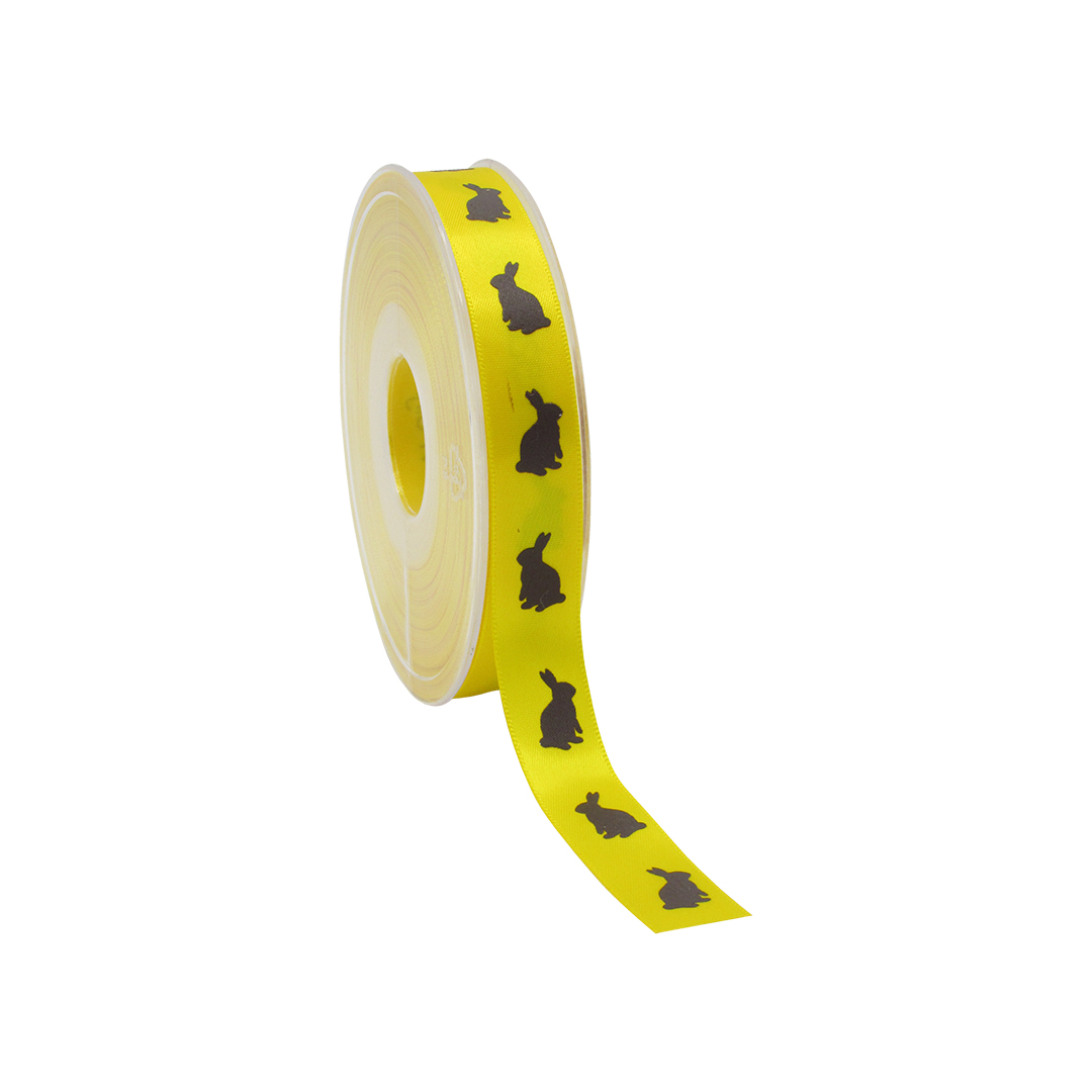 Afbeeldingen van Rol satijnlint 15 mm 25 mtr Bunny geel/bruin