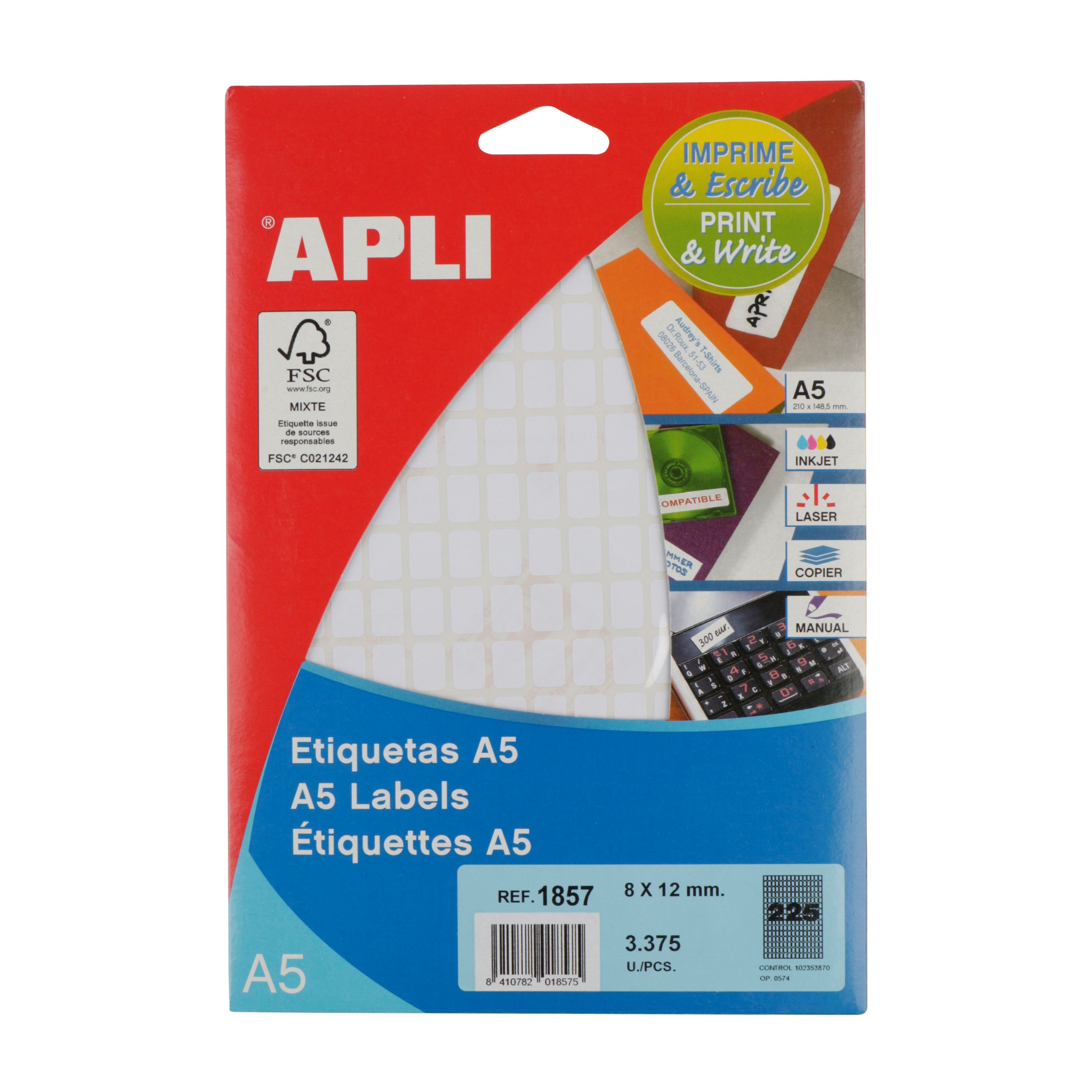 Afbeeldingen van Map à 3375 etiket 0,8x1,2 cm Apli