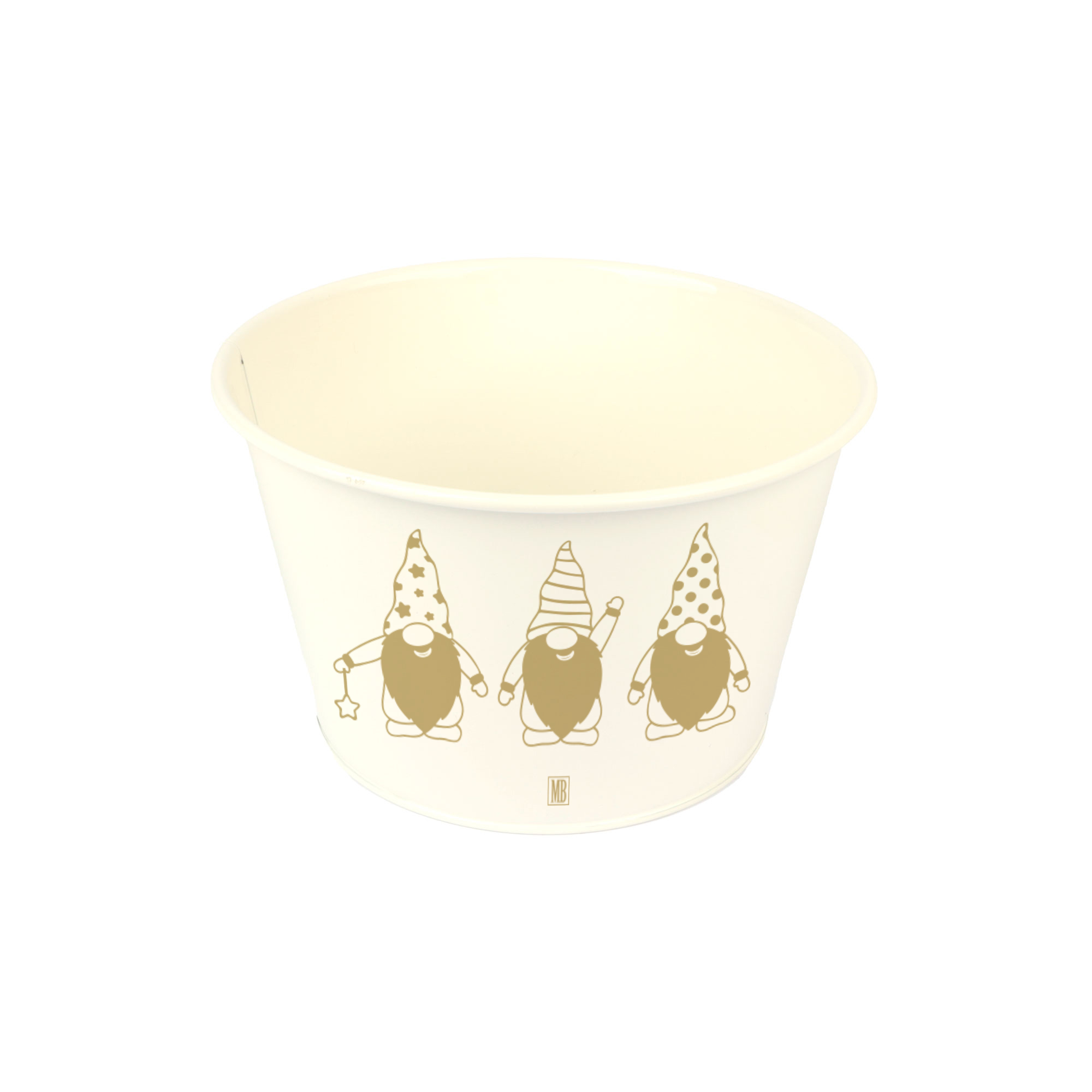 Afbeeldingen van Emmer 22/16,8x13,5 cm wit, met 3 gnomen