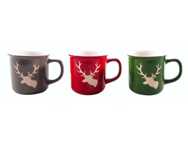 Afbeeldingen van Mok keramiek 310 ml rendier 3 assorti