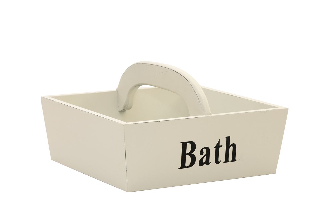 Afbeeldingen van Houten draagbak 22,5x22,5x8,5 cm Bath