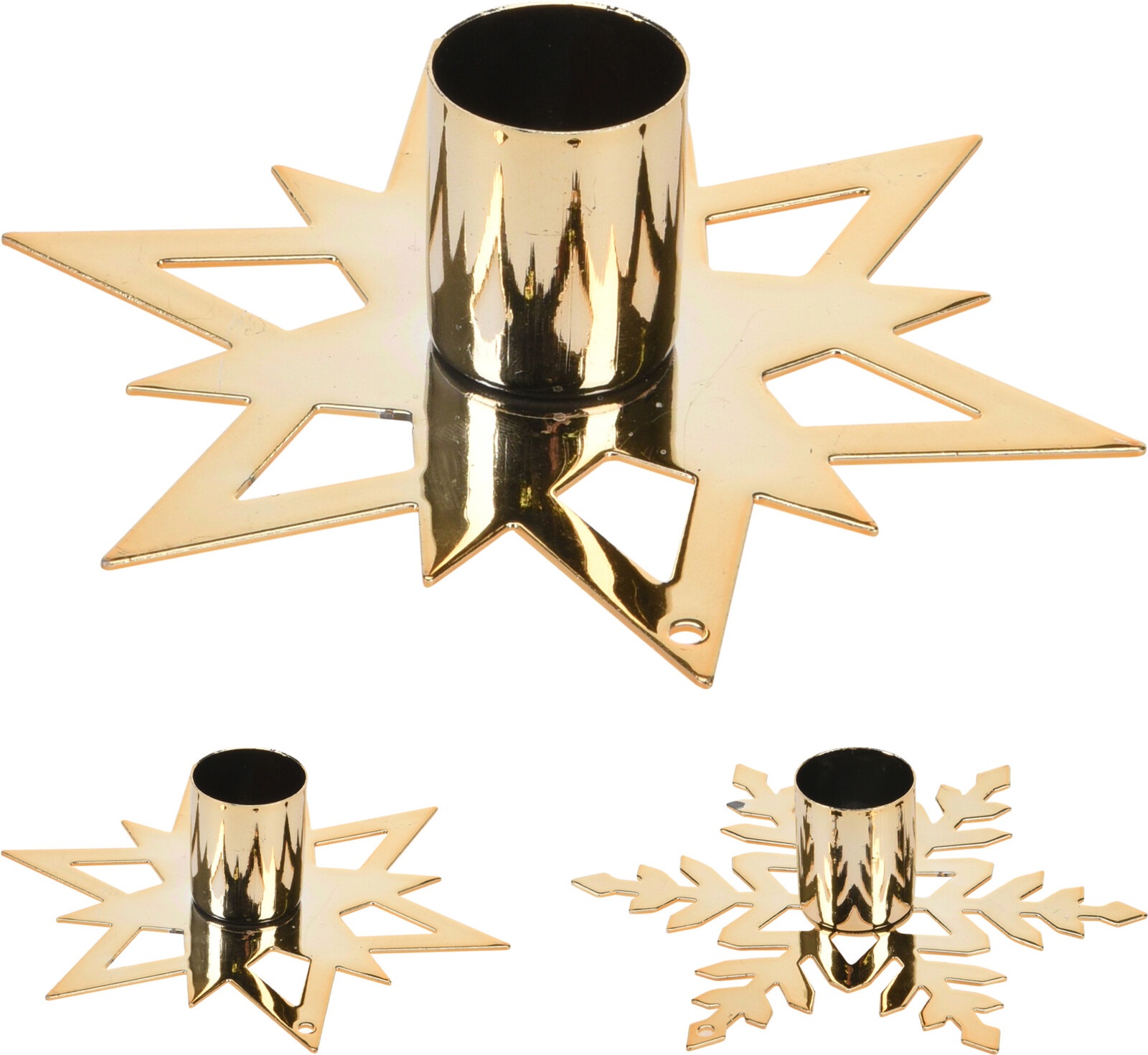 Afbeeldingen van Kaarshouder 11 cm goud assorti