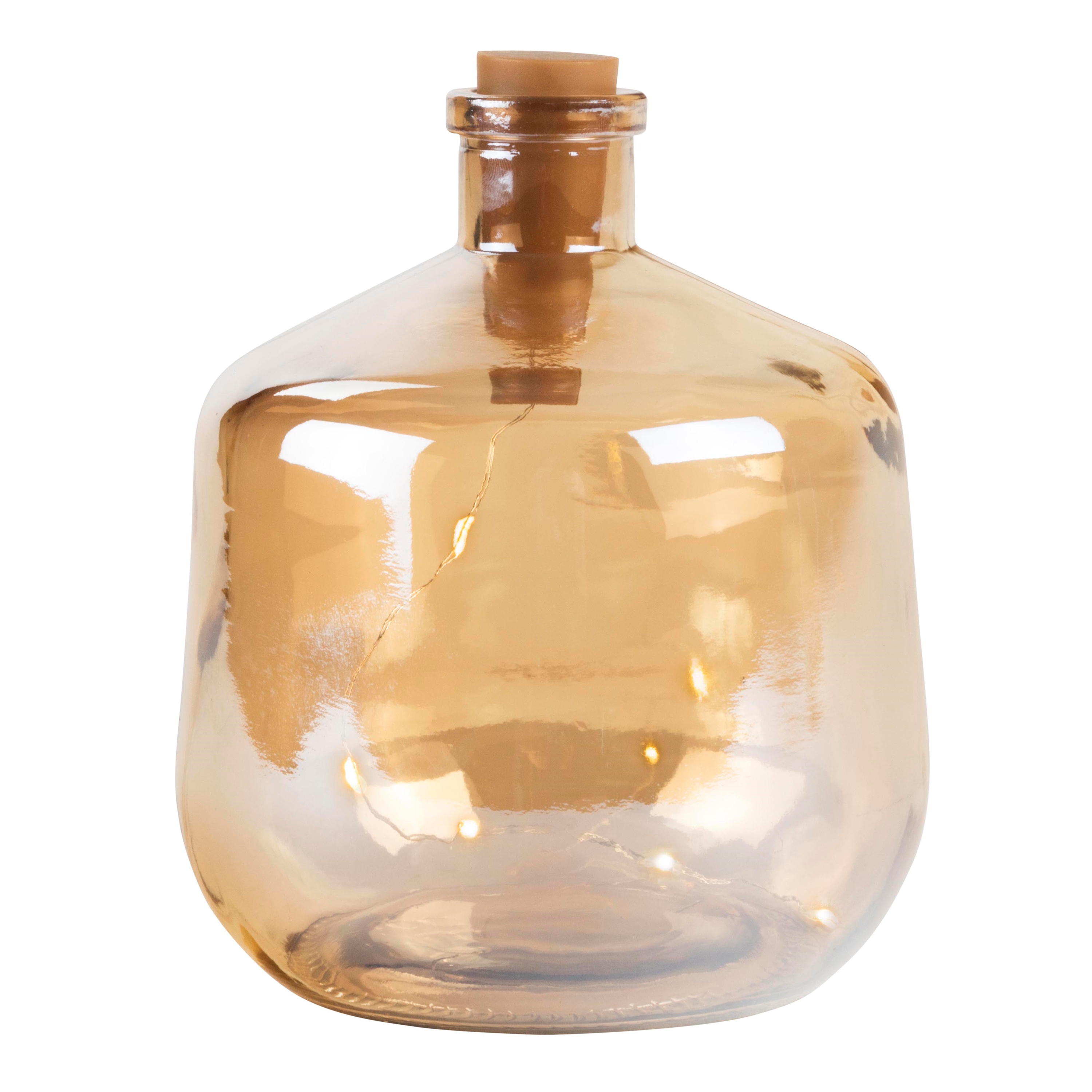 Afbeeldingen van Decoratie fles 13x15,5 cm met led verlichting