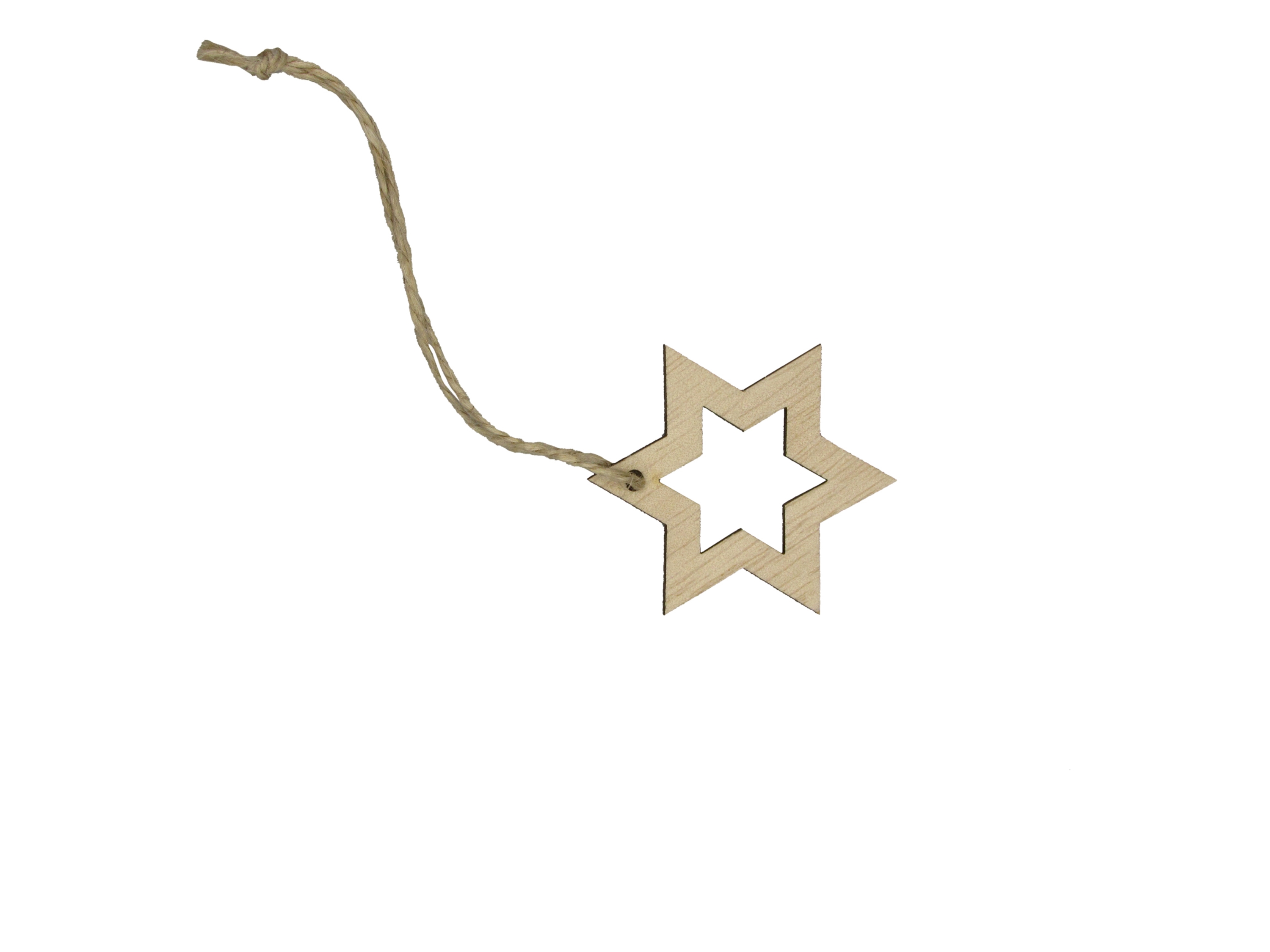 Picture of Zak à 24 decoratiehanger Kerstster hout  5x4,3 cm 