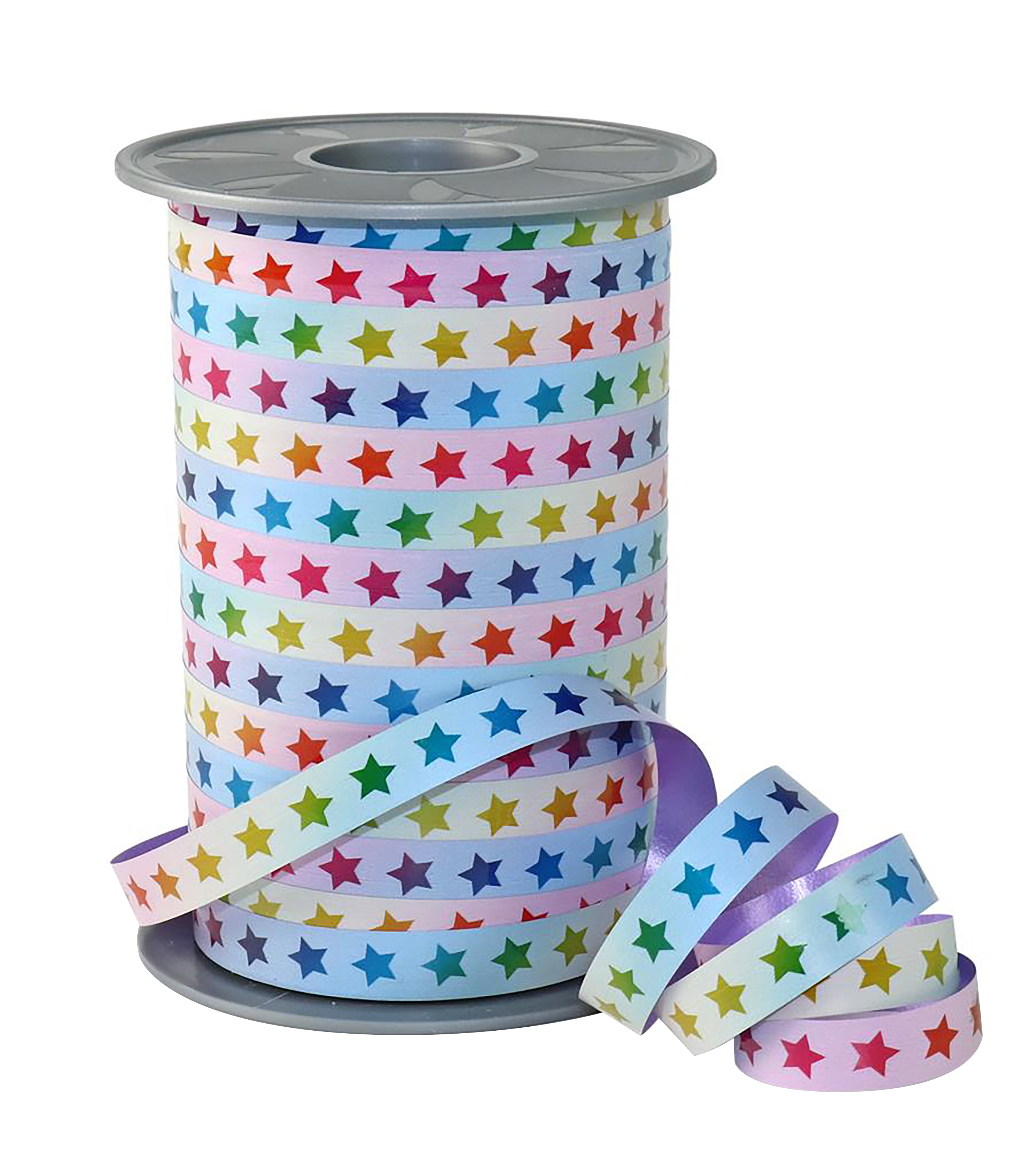 Afbeeldingen van Rol krullint 10 mm 200 mtr rainbow star (uc)