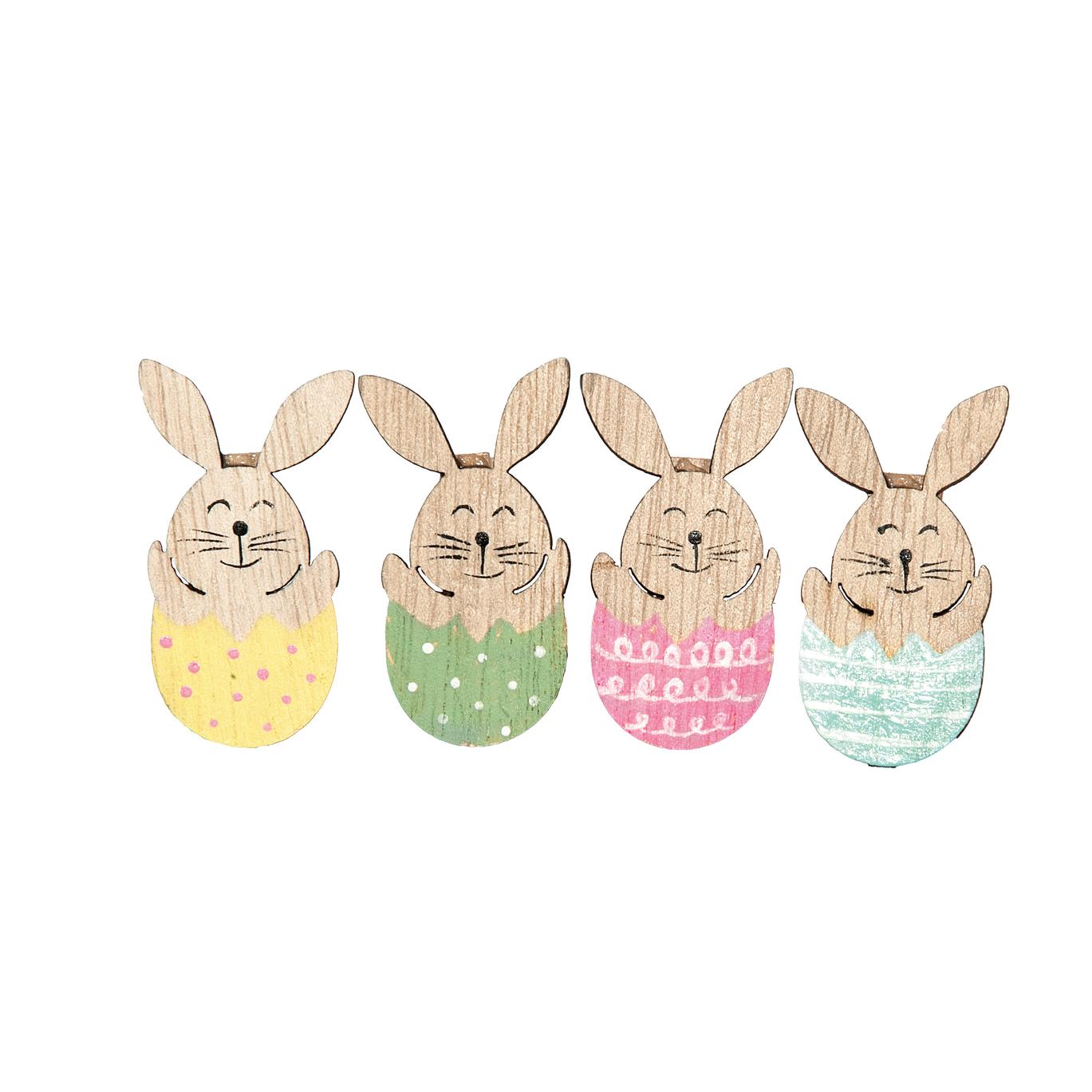 Afbeeldingen van Set à 9 paas konijn op knijper 2,7x5 cm assorti