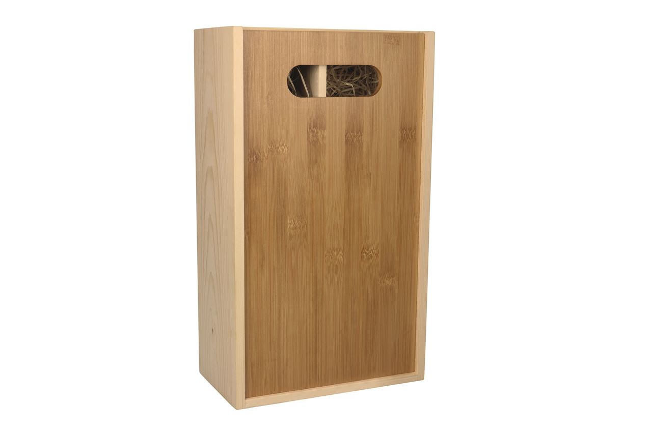 Afbeeldingen van Kist 2 vaks met bamboe snijplank 33,5x19x9,5 cm