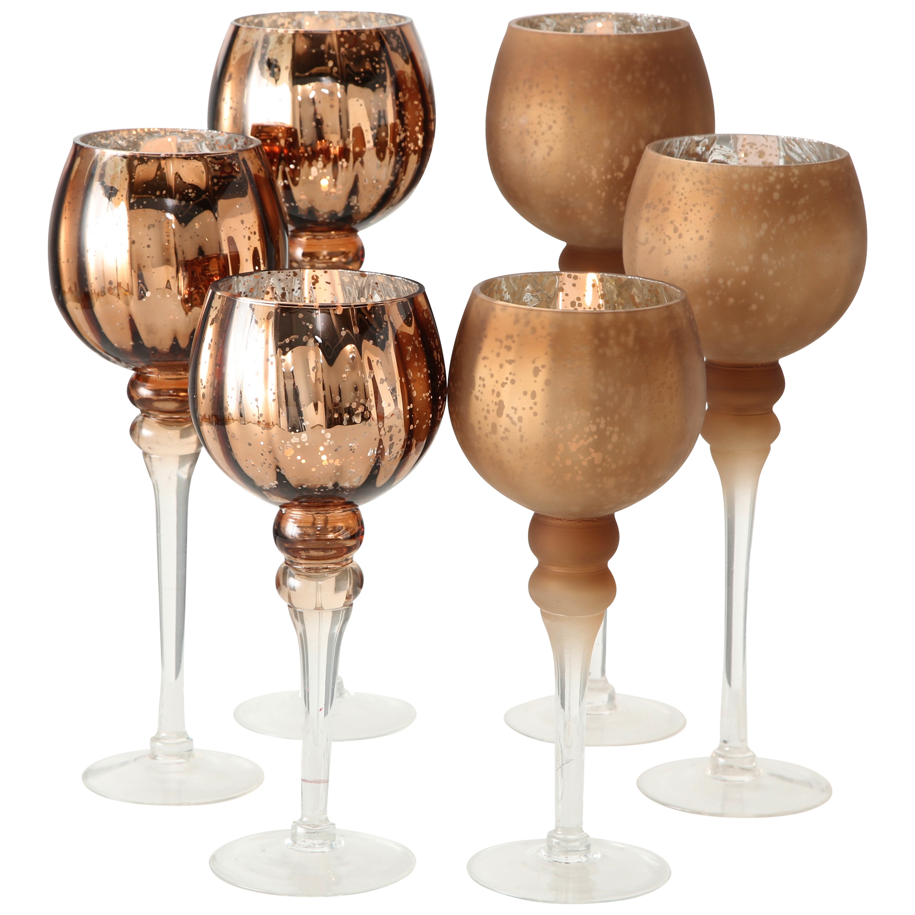 Afbeeldingen van Set à 3 glazen windlicht Manou koper assorti