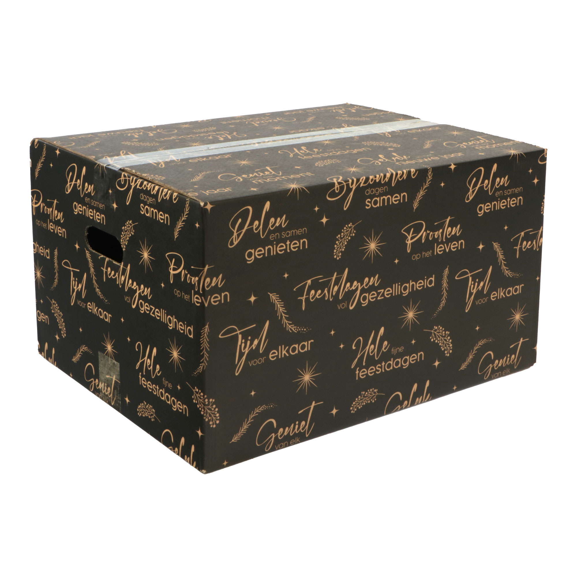 Afbeeldingen van Kerstdoos D230 kerstwensen 45x35x23 cm zwart (uc)