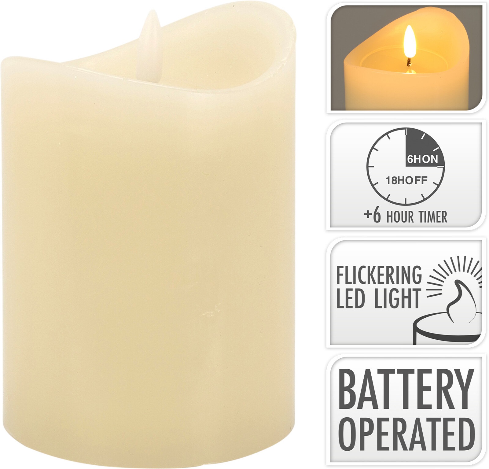 Afbeeldingen van Ledkaars 9x10 cm ivoor