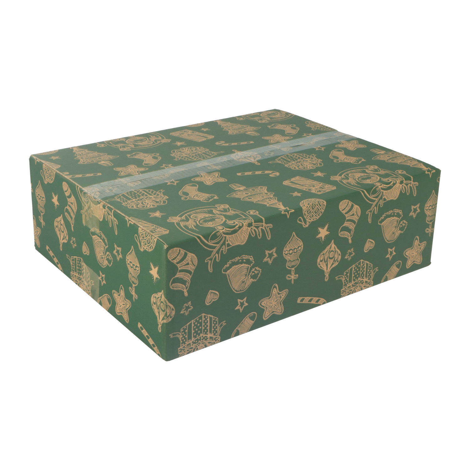 Afbeeldingen van Kerstdoos D230 rendier 45x35x23 cm groen