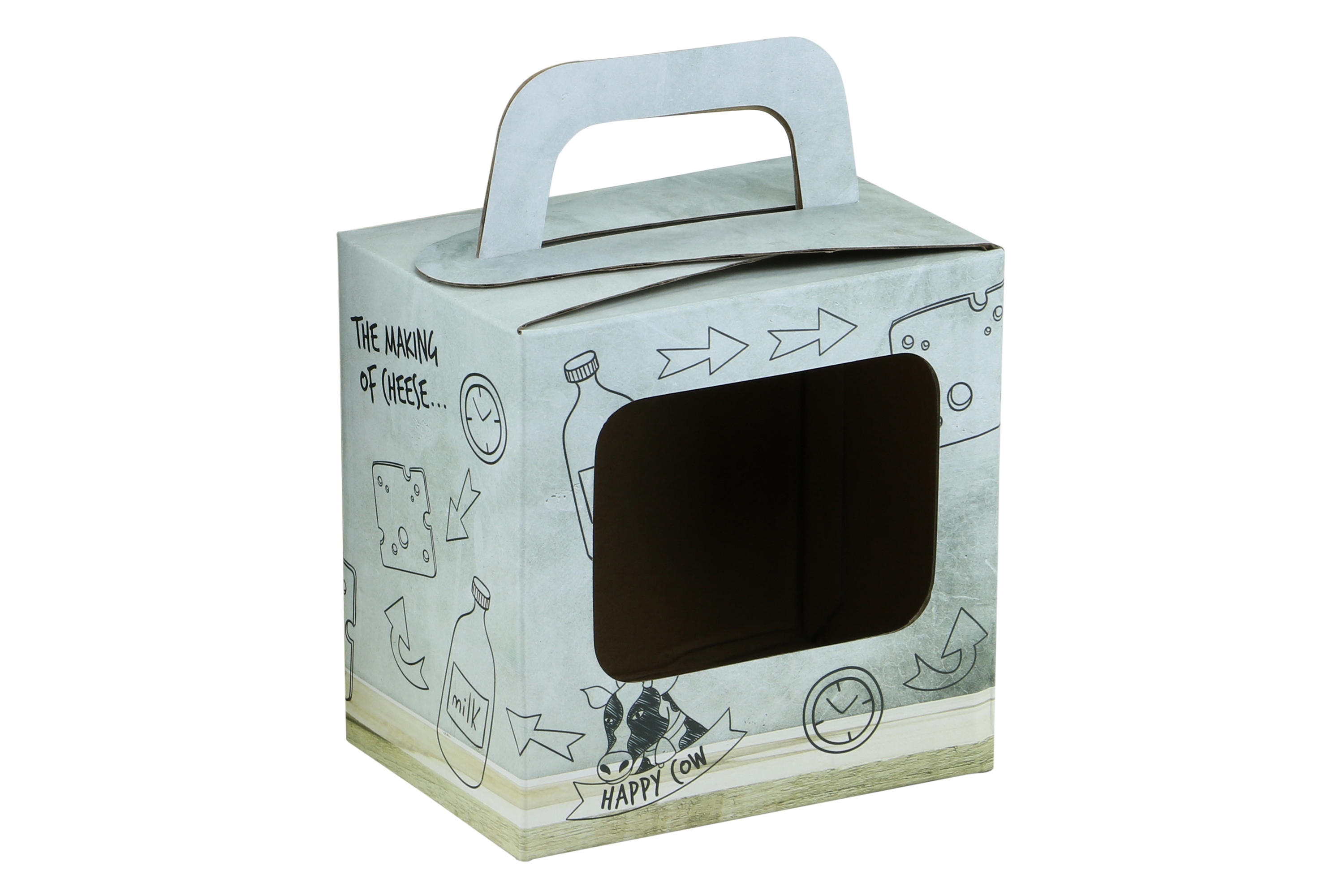 Afbeeldingen van Ds à 25 draagdoos met vensteropening 15,3x7,5x15,6 cm Kaas (uc)