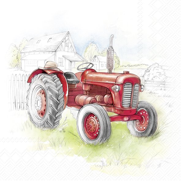 Afbeeldingen van Pak à 20 servetten 33x33 cm 3 laags Tractor