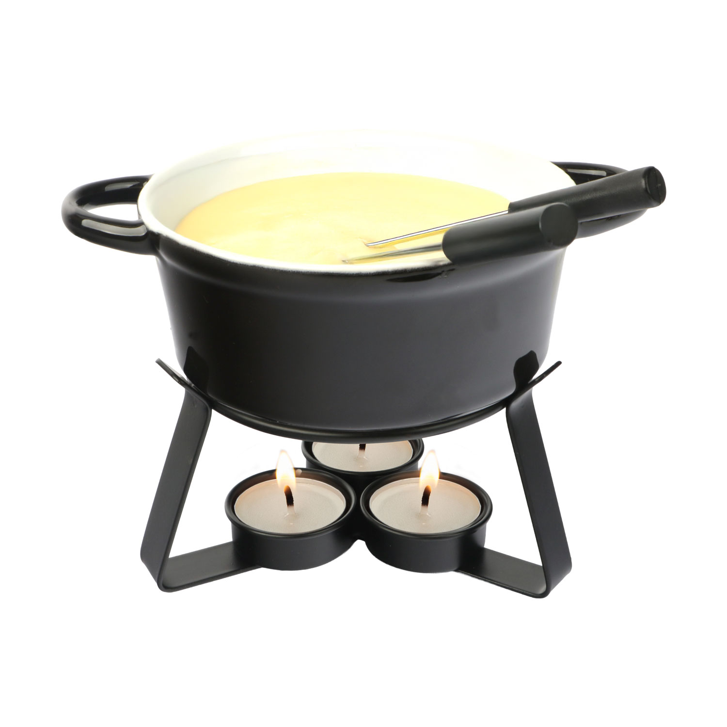 Afbeeldingen van Fondueset met 4 vorkjes met deksel zwart