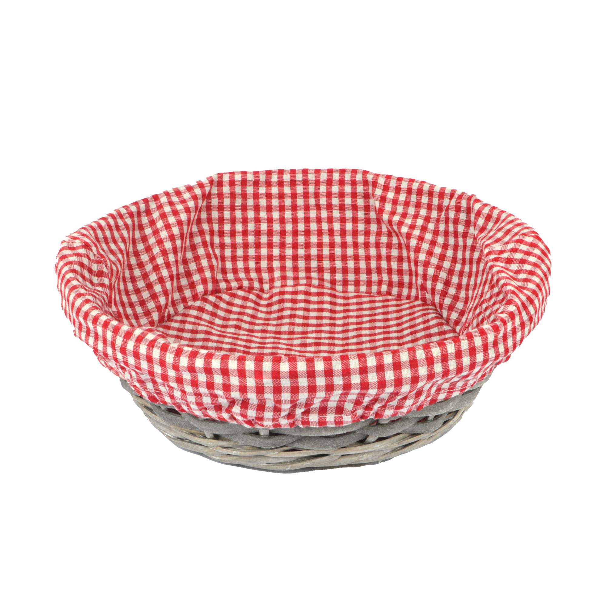 Afbeeldingen van Mand rond ø26x8 cm met rode ruit voering