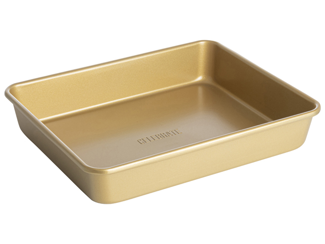 Afbeeldingen van Bakvorm 28x23x4,2 cm goud