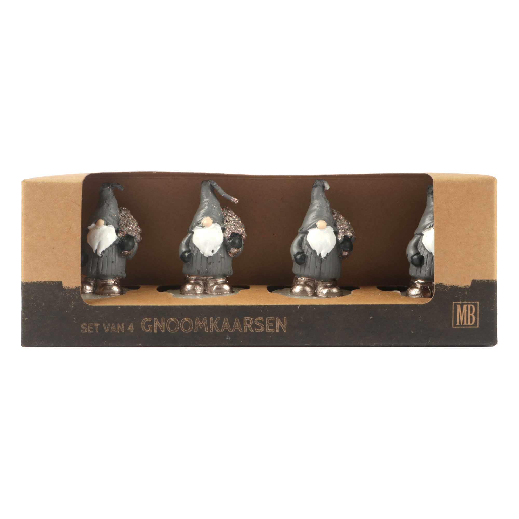 Afbeeldingen van Set à 4 kerstman/gnoom waxinelichtjes 