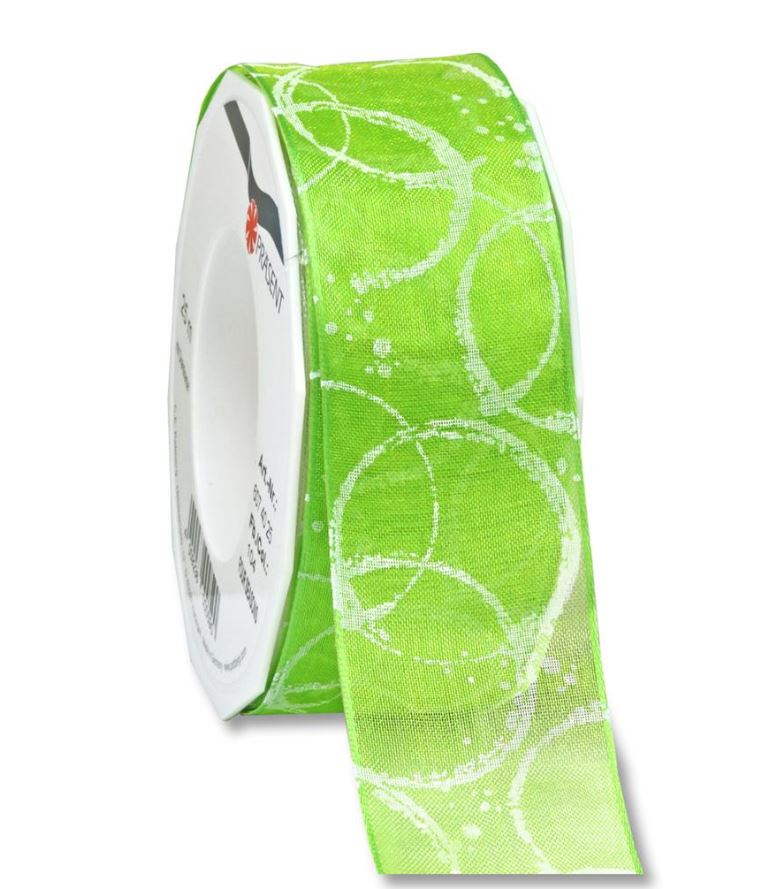 Afbeeldingen van Rol organzalint bedraad 40 mm 20 mtr groen motief