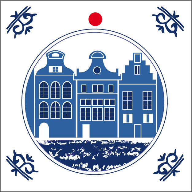 Afbeeldingen van Pak à 20 kadokaartjes Delftsblauw Grachtenpanden