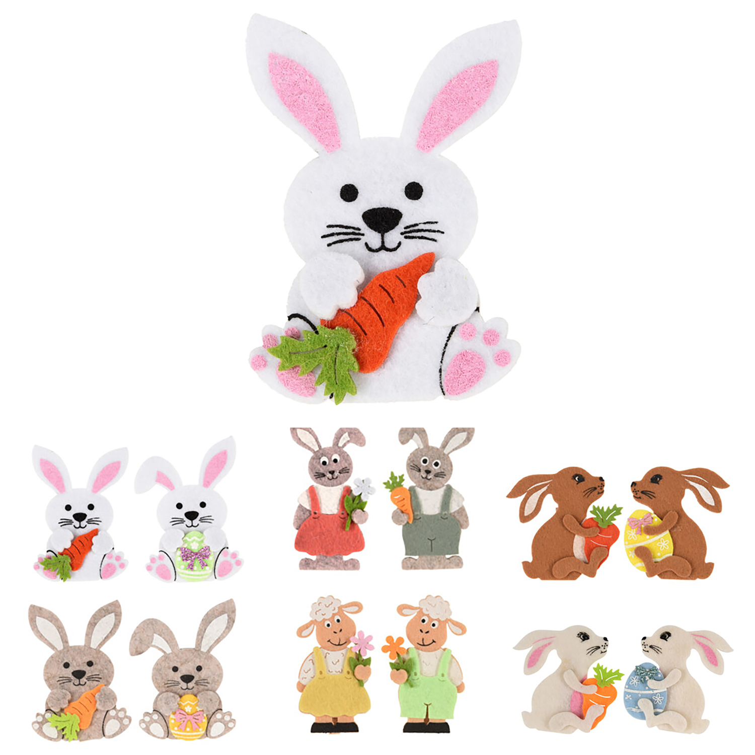 Afbeeldingen van Ds à 12 zakjes van 4 hazen, konijnen of schapen op knijper assorti