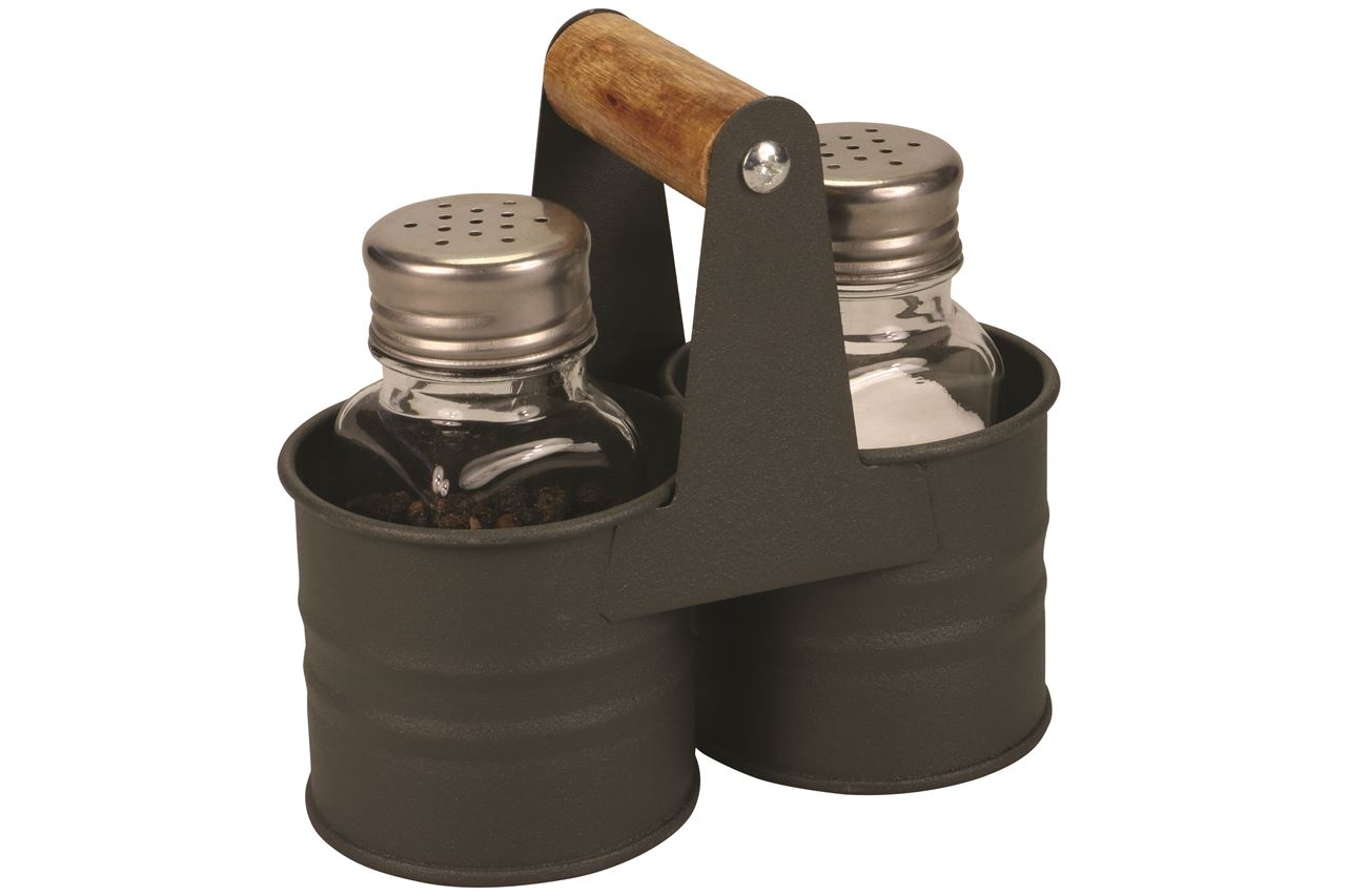 Afbeeldingen van Peper en zout stel 12,5x6x13 cm zwart 
