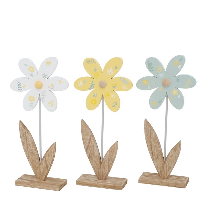 Afbeeldingen van Bloem staand 31 cm hout assorti kleuren