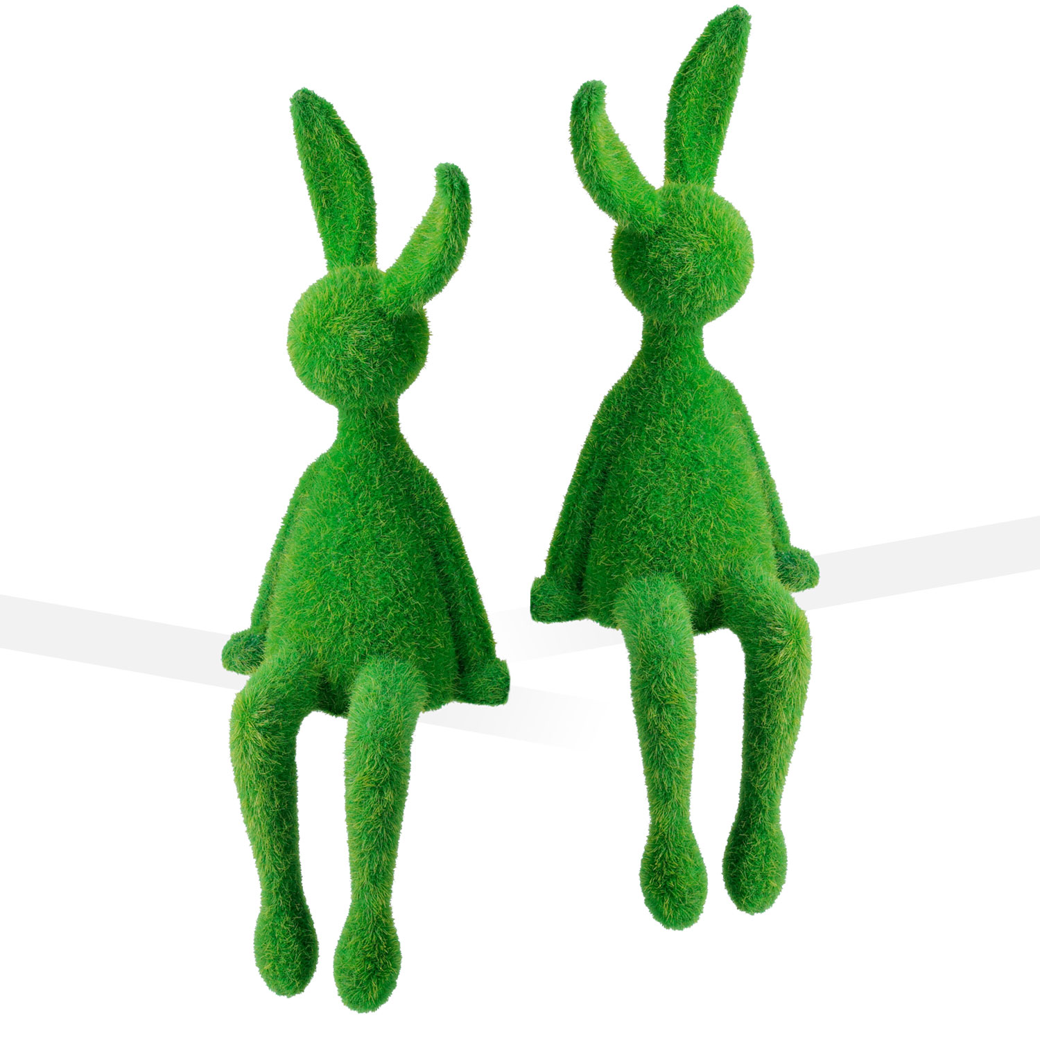 Afbeeldingen van Haasje zacht flocked 28 cm groen