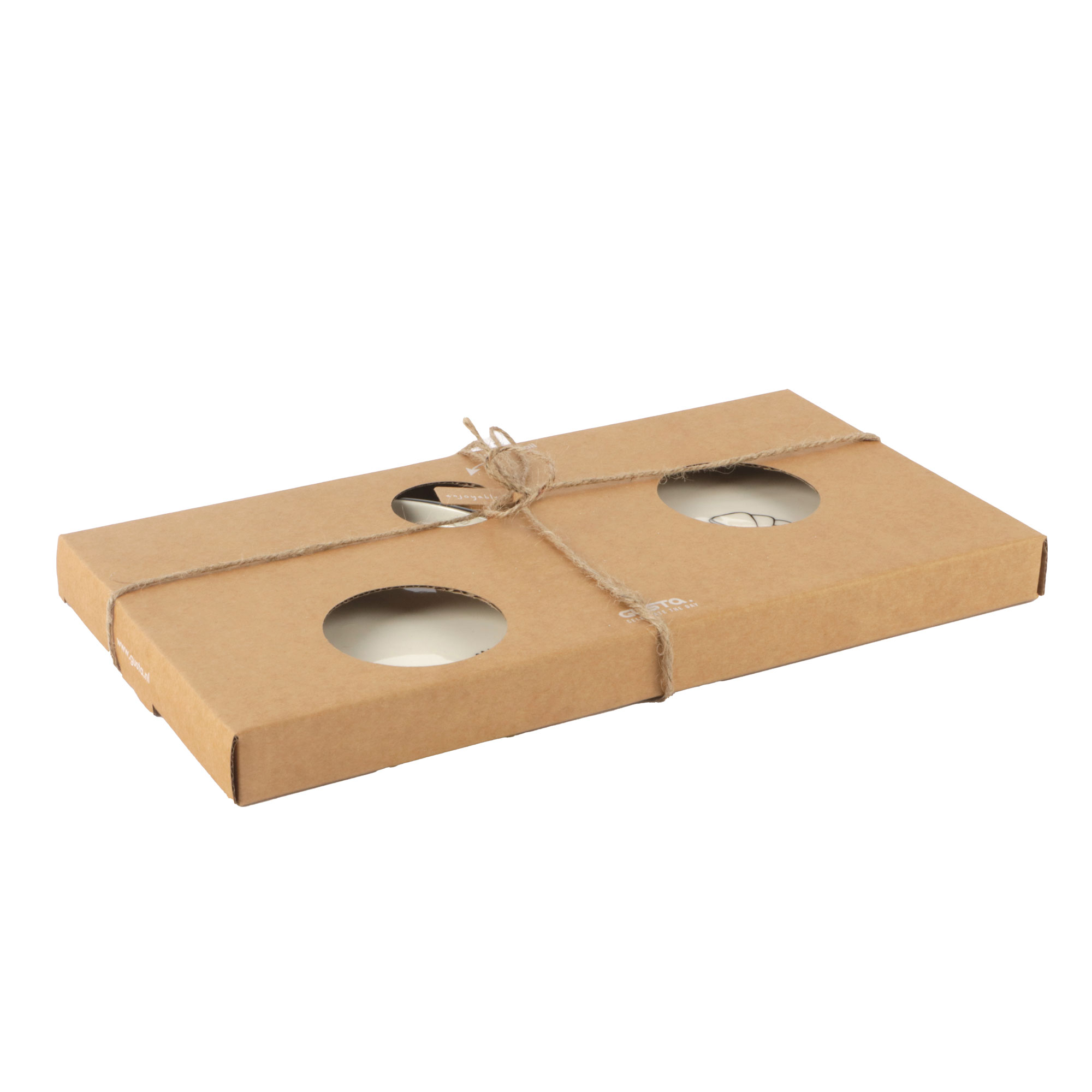 Afbeeldingen van Set à 2 ontbijtbordjes 15,5x2 cm croissant en mmmm (ucl)