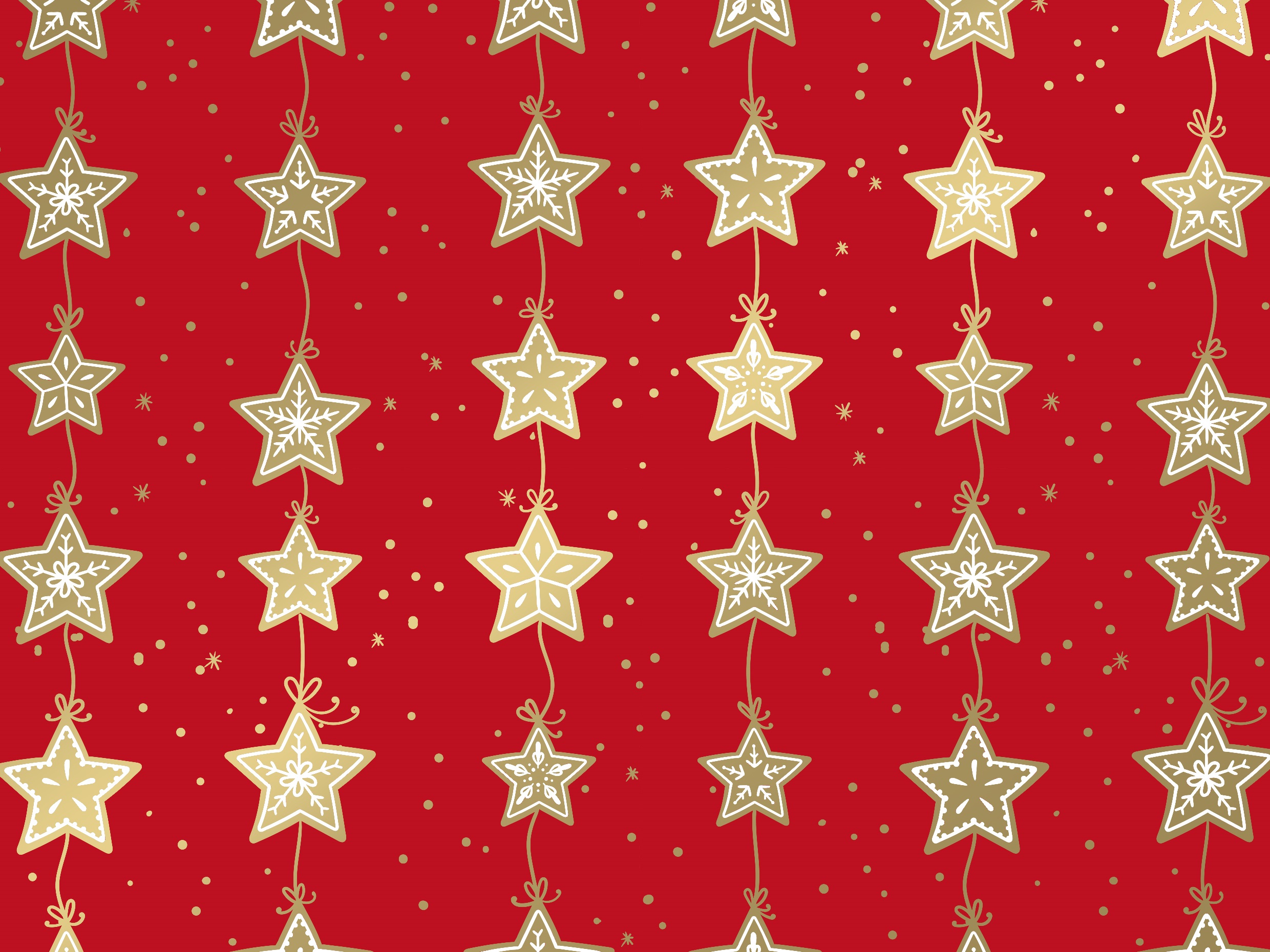 Afbeeldingen van Rol Kerstpapier 30 cm 100 mtr sterren rood/goud