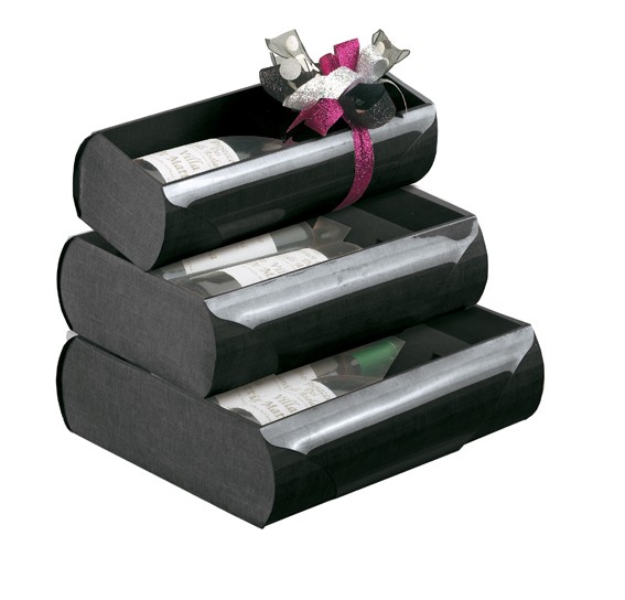 Afbeeldingen van Geschenkdoos 3 fles zwart 34x27x9 (uc)