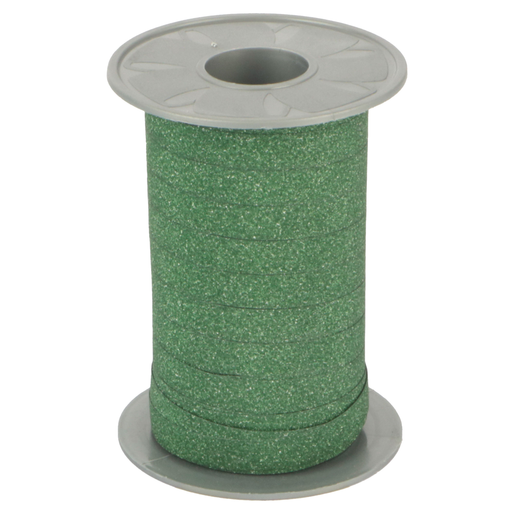 Afbeeldingen van Rol krullint 10 mm 100 mtr glitter donkergroen