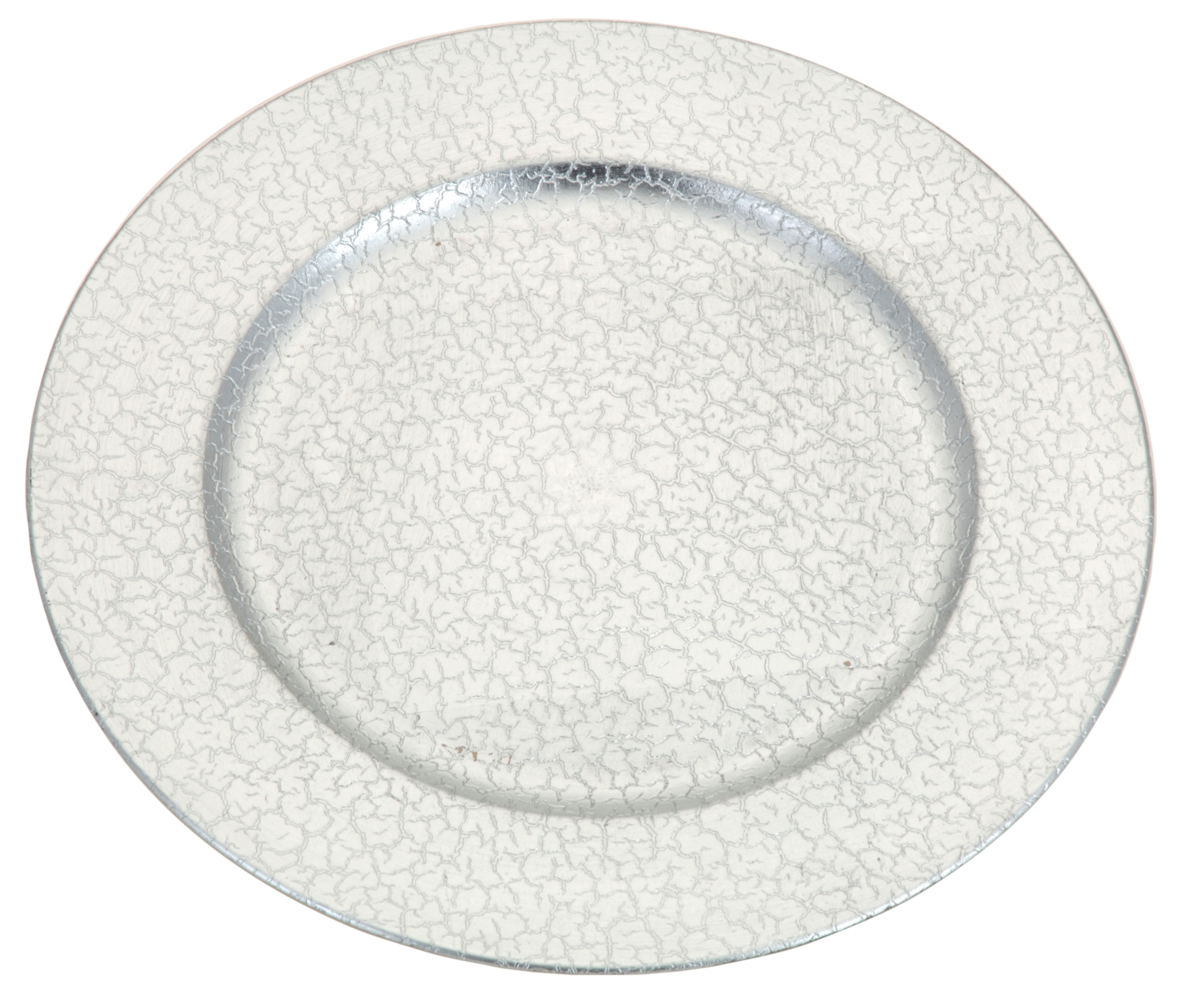 Afbeeldingen van Kunststof onderbord 33 cm glanzend zilver craquelé (uc)