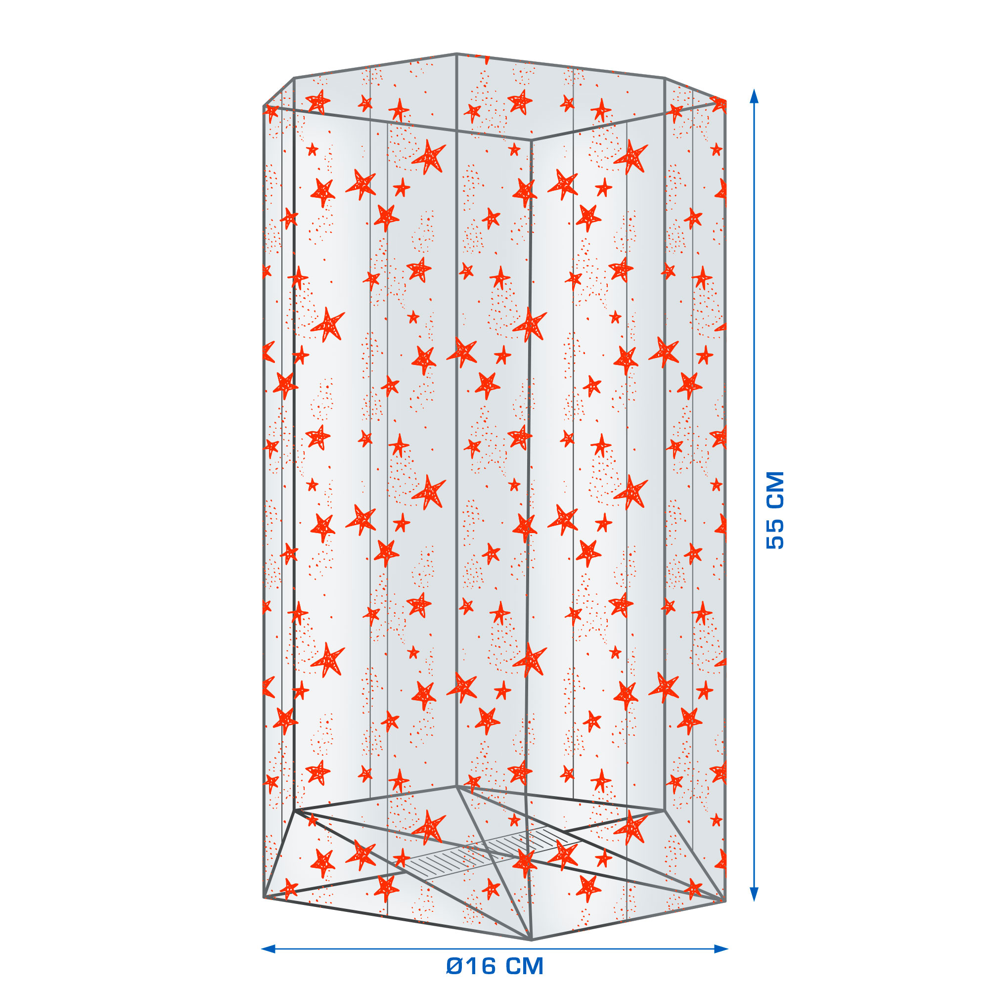 Afbeeldingen van Ds à 250 diamantzak ø16x55 cm Sterren rood