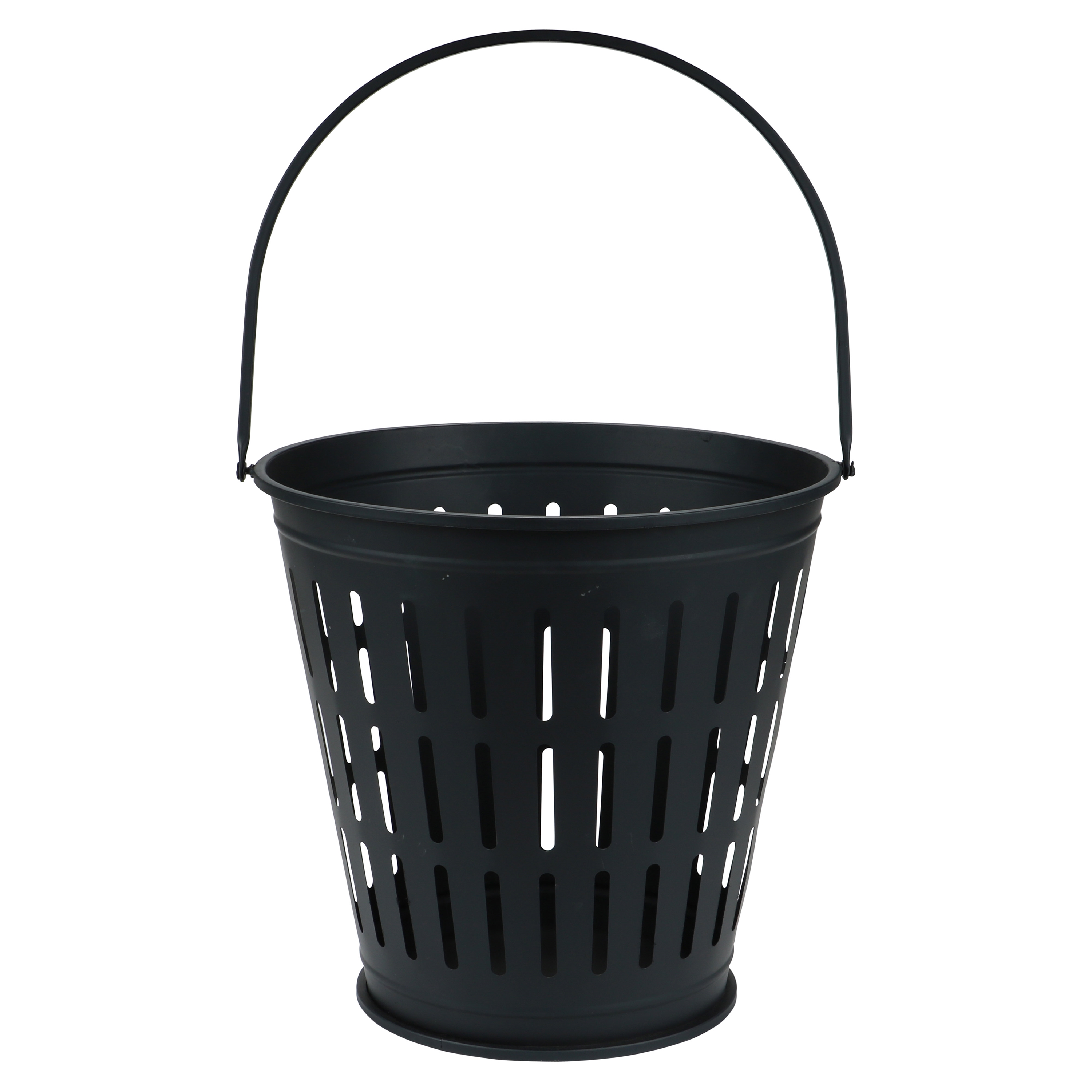 Afbeeldingen van Metalen haardhoutmand streep 39,5x38 cm met hengsel