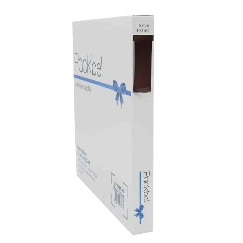 Afbeeldingen van Rol satijnlint 15 mm 100 mtr bruin 