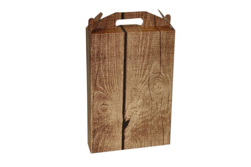 Afbeeldingen van Draagkarton 3 fles Hout nerf 25x8x36,5 cm