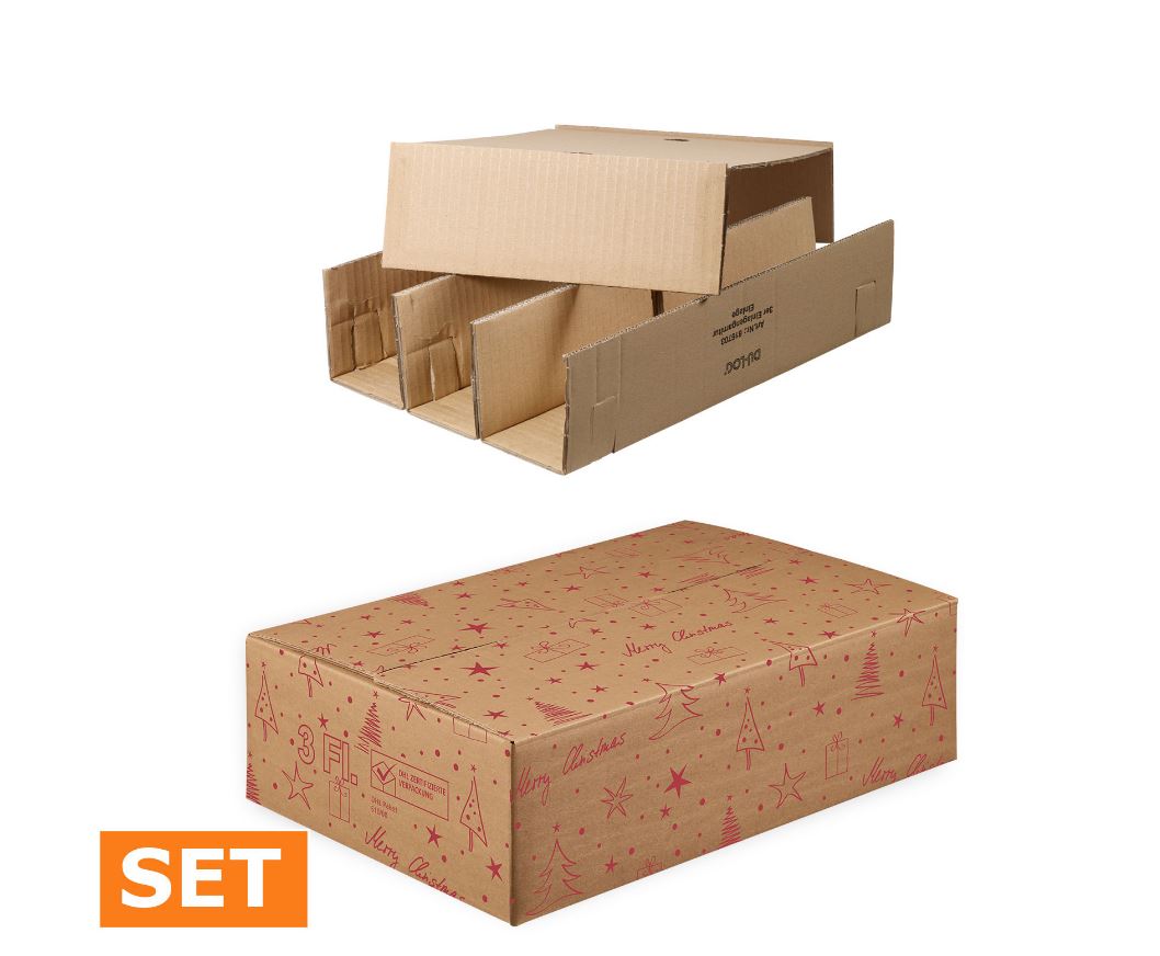 Afbeeldingen van Verzenddoos 3 fles incl. interieur X-MAS