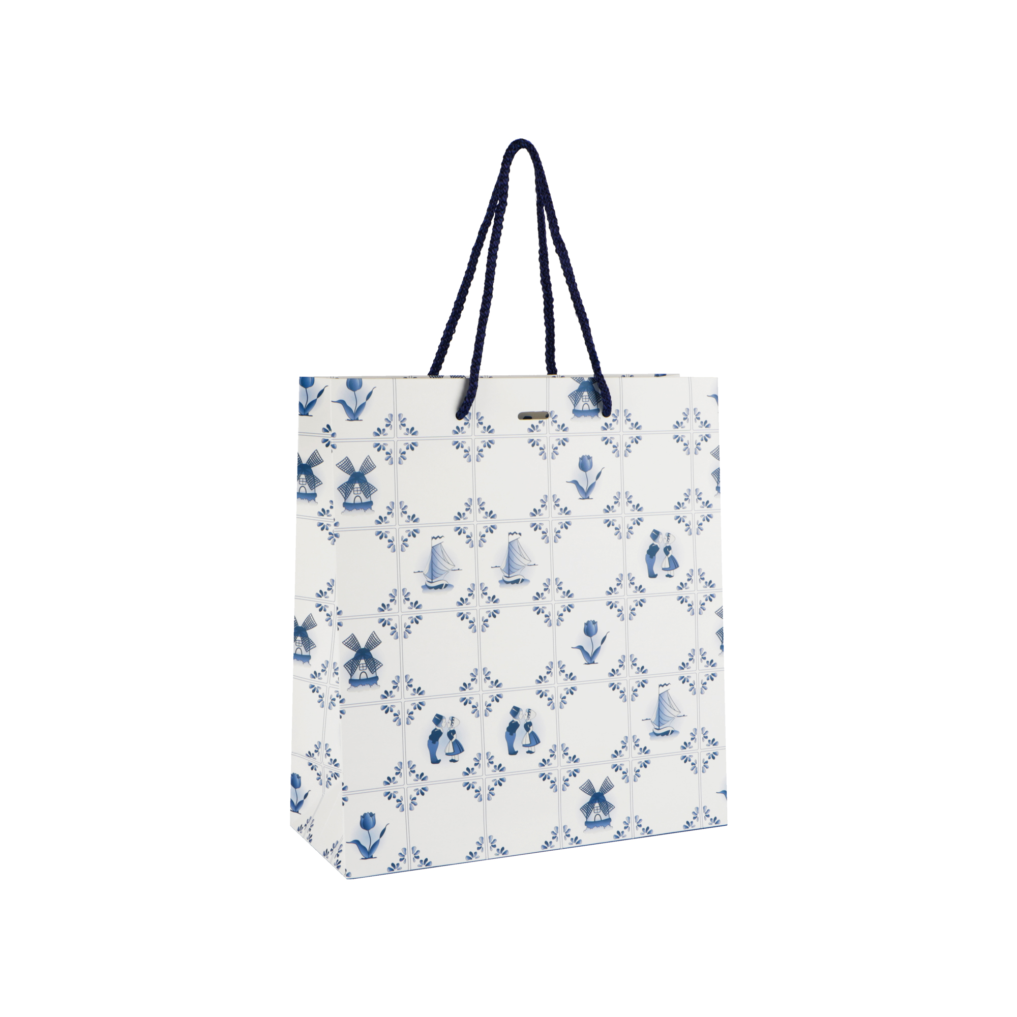 Afbeeldingen van Ds à 25 luxe koordtas 29+11,5x32 cm Delfts Blauw