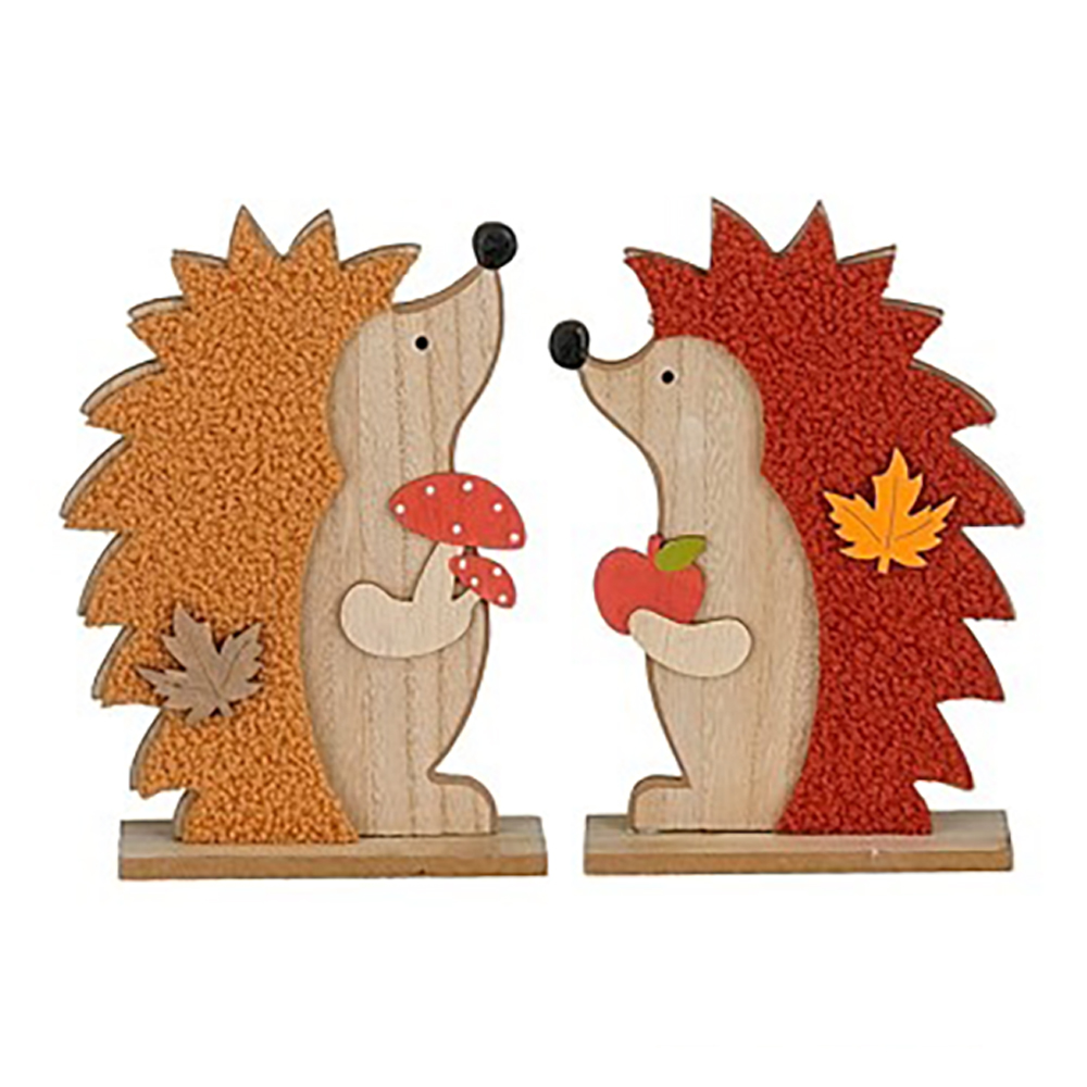 Afbeeldingen van Houten egel 16,5x5x23,5 cm oranje geel  assorti