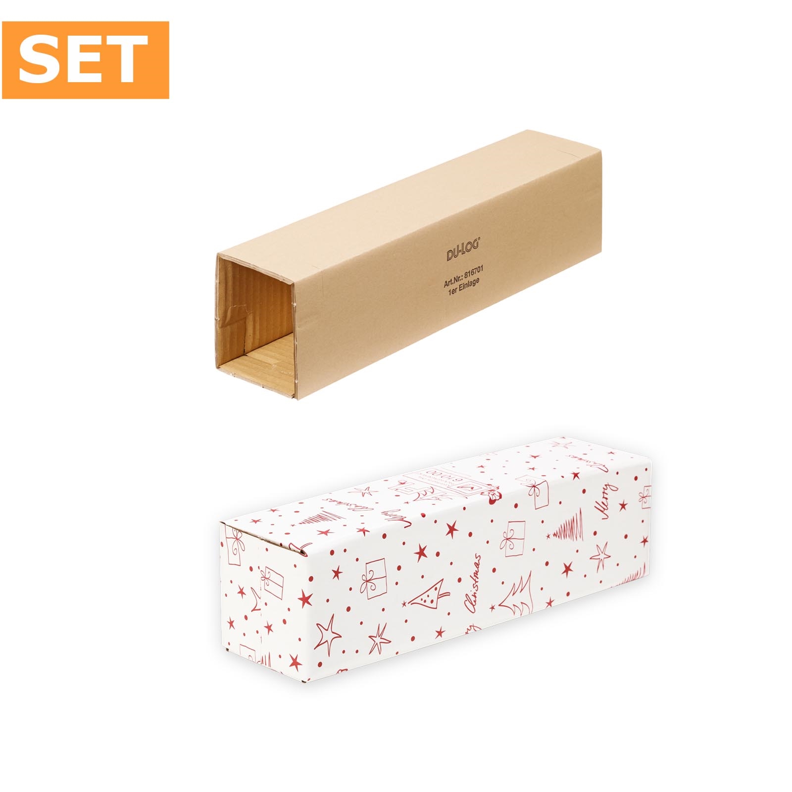 Afbeeldingen van Pak à 10 verzenddoos 1 fles incl. interieur Merry Christmas (uc)