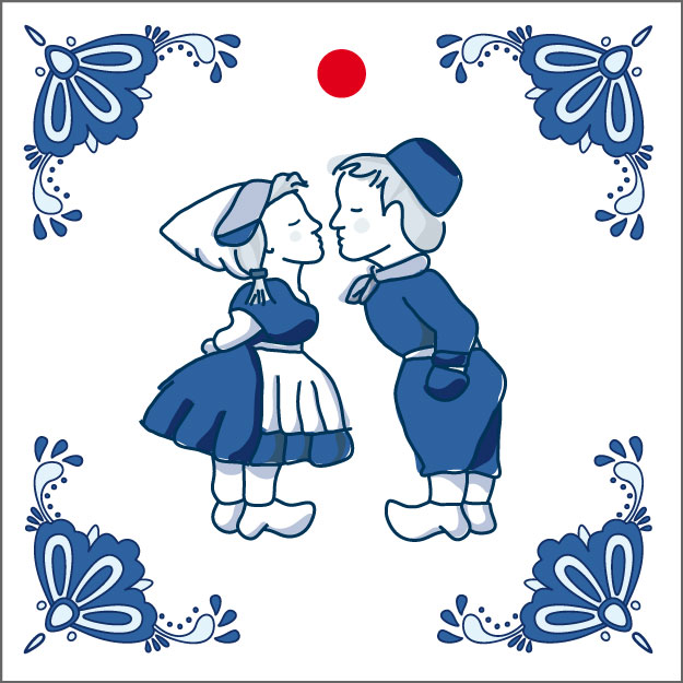 Afbeeldingen van Pak à 20 kadokaartjes Delftsblauw Boer-Boerin