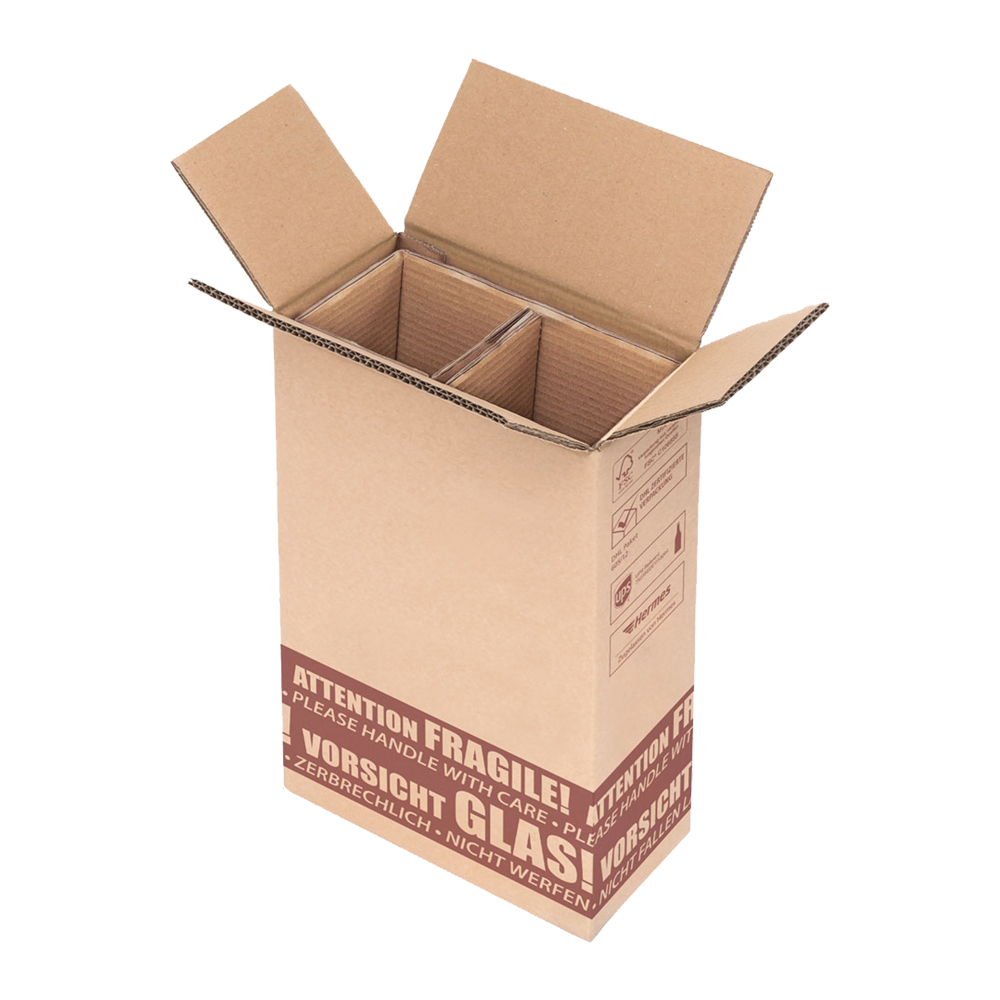 Afbeeldingen van Verzenddoos 2 fles staand incl. interieur bruin