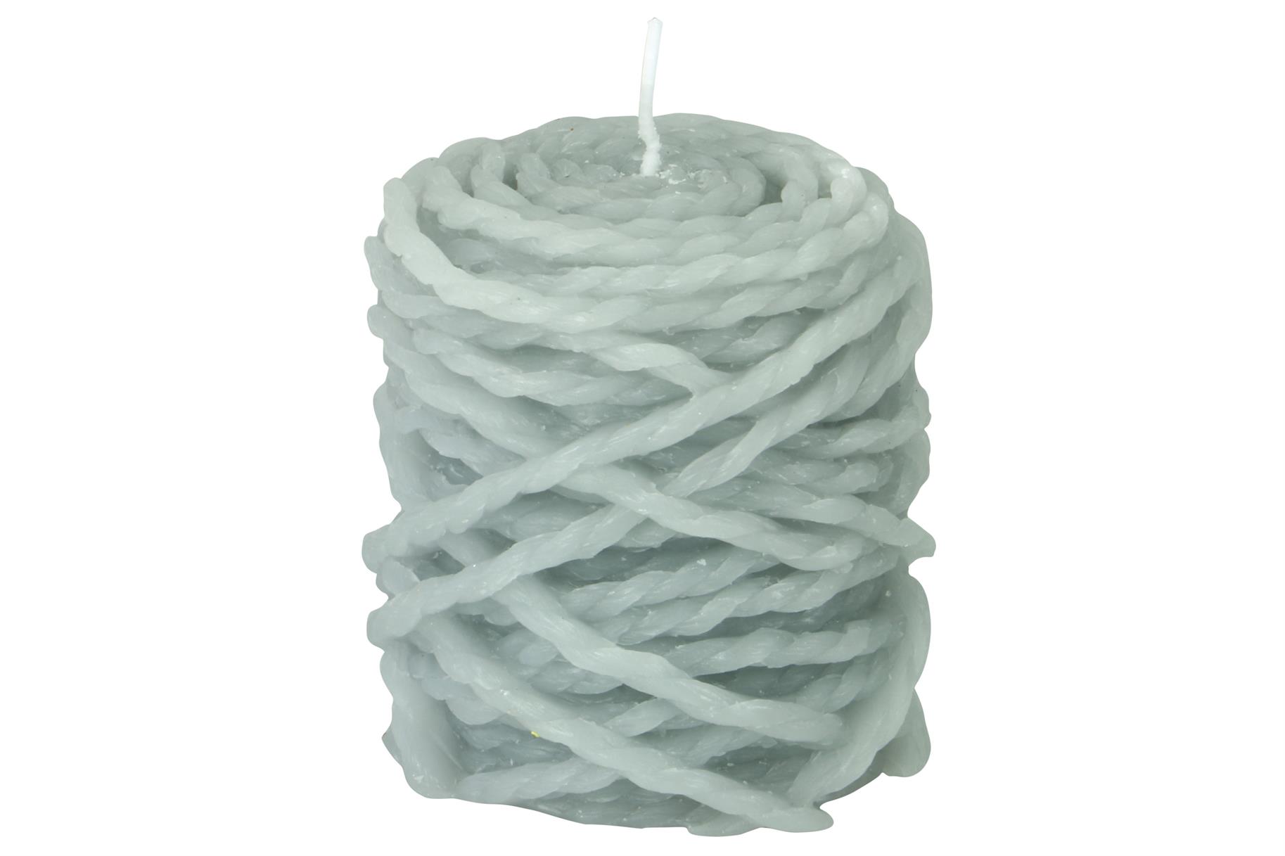 Afbeeldingen van Bolletje wol kaars 7x7,5 cm grijs