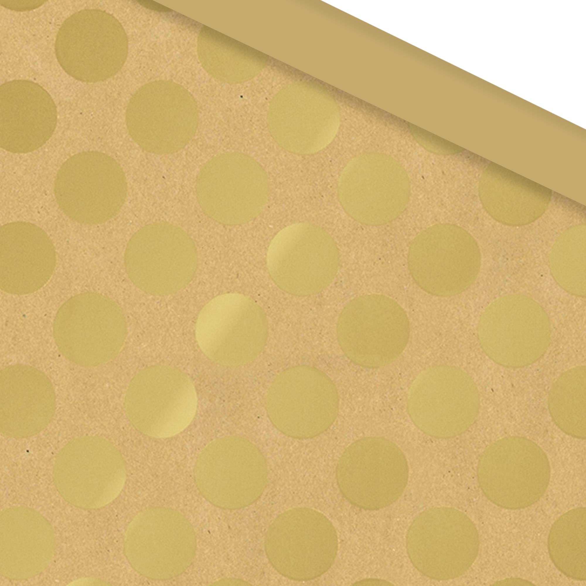 Picture of Rol kadopapier 50 cm 100 mtr gouden ballen op gerecyceld kraft