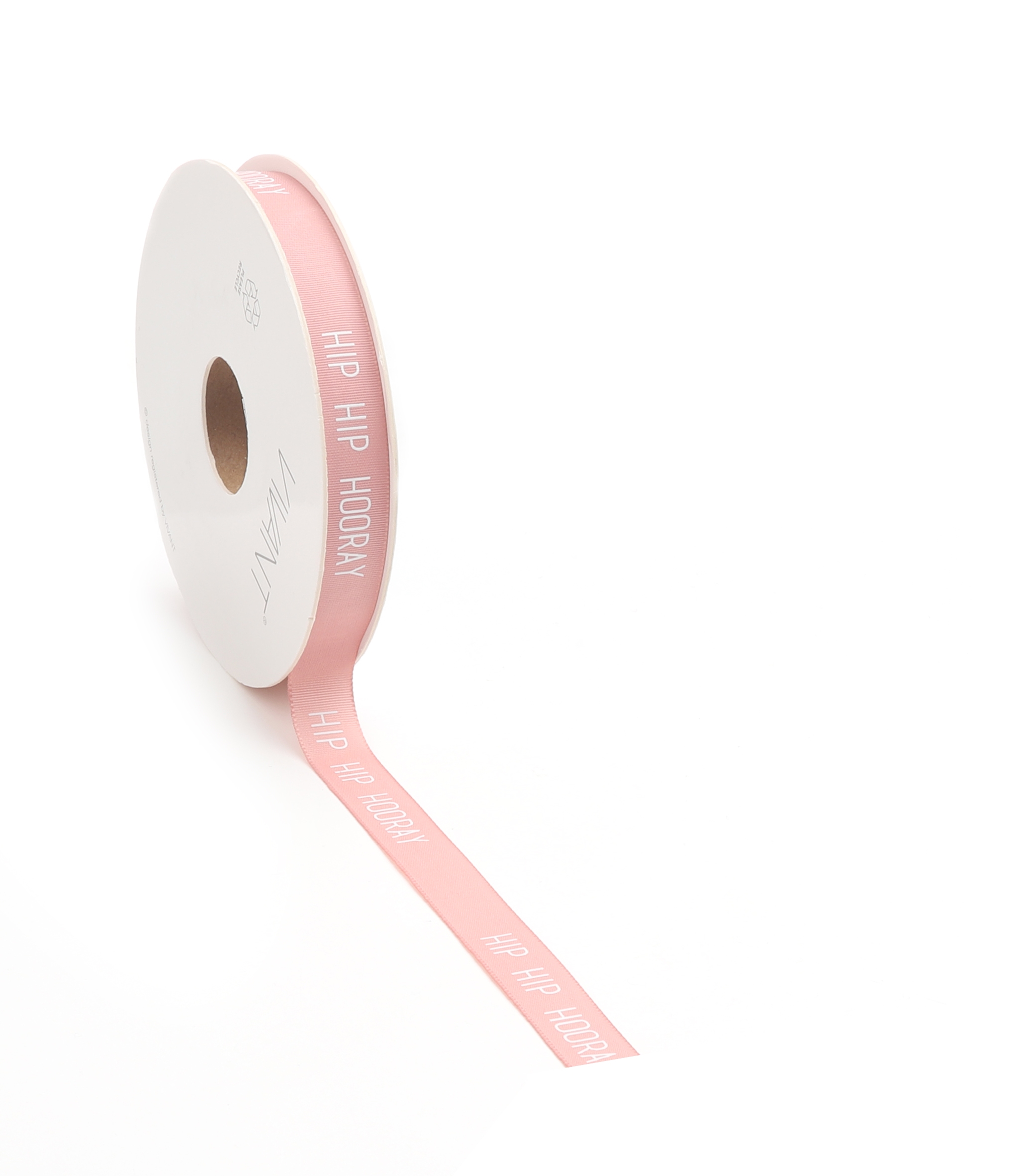 Afbeeldingen van Rol textiellint 12 mm 15 mtr Hip hip hooray oudroze (ucl)