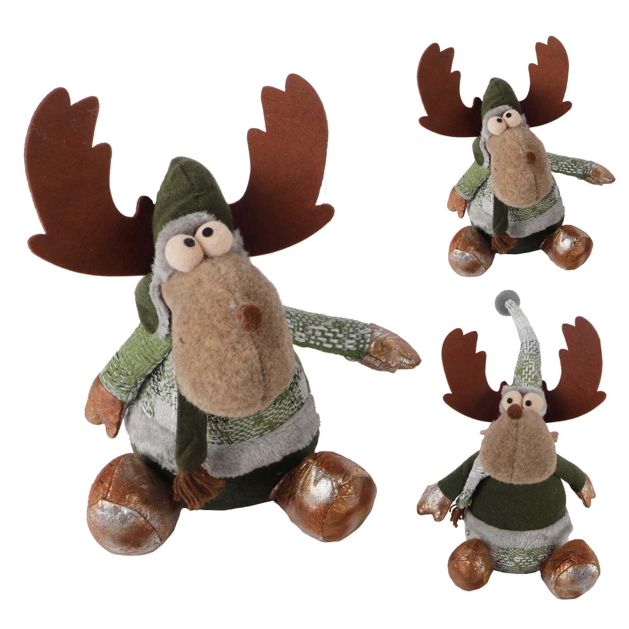 Afbeeldingen van Rendier zittend 28 cm assorti  