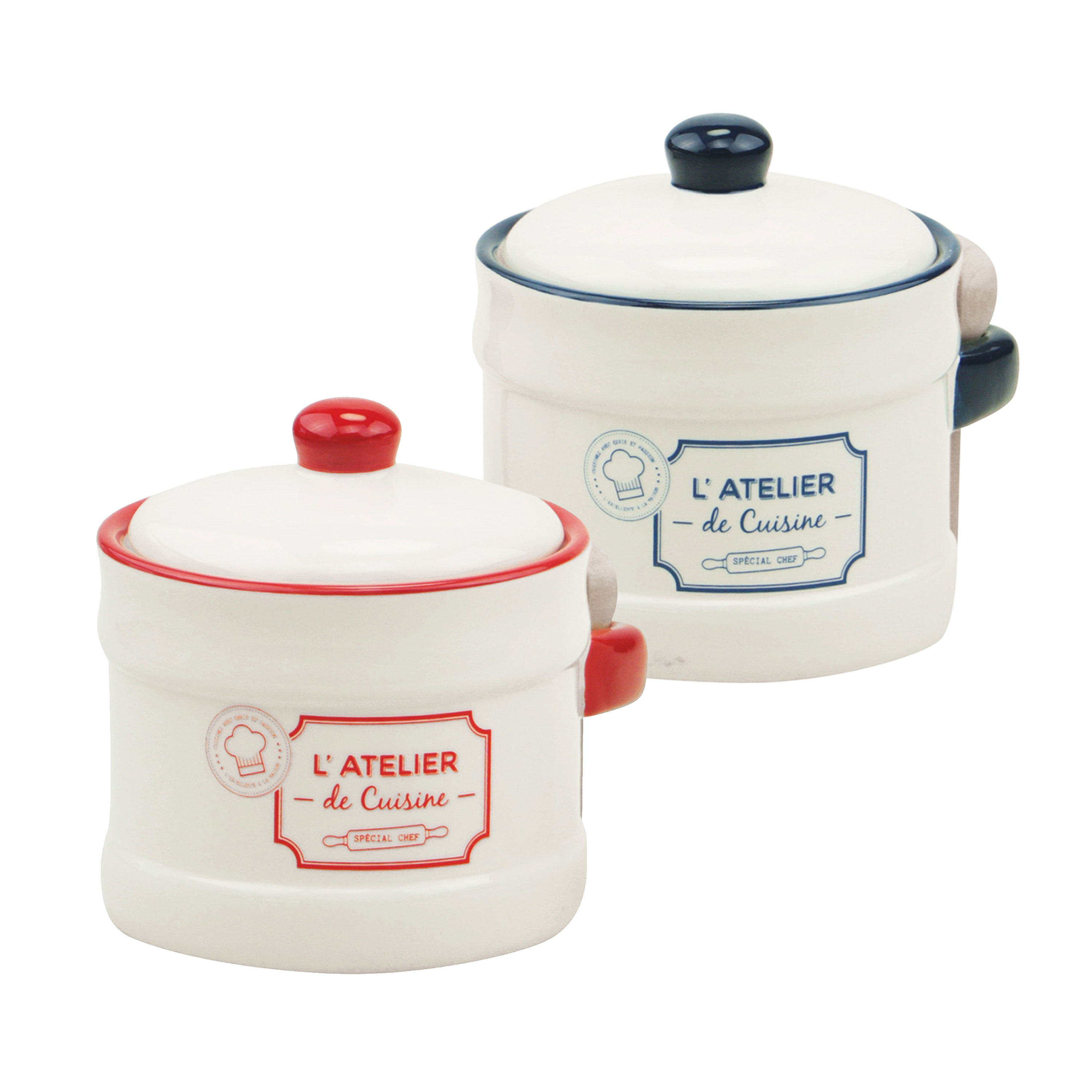 Afbeeldingen van Voorraadpotje met houten lepel 12x10,5x11 cm assorti