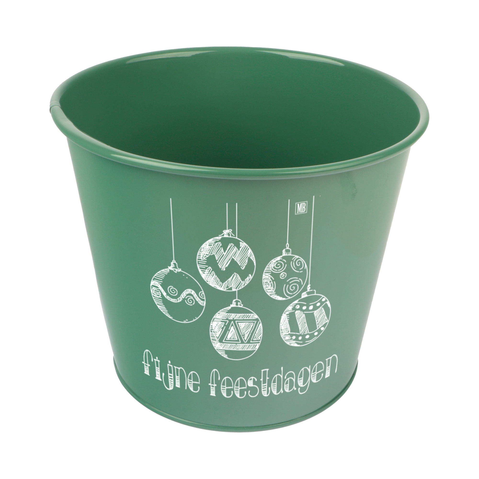 Afbeeldingen van Emmer 22/17x18,5 cm groen, Fijne Feestdagen