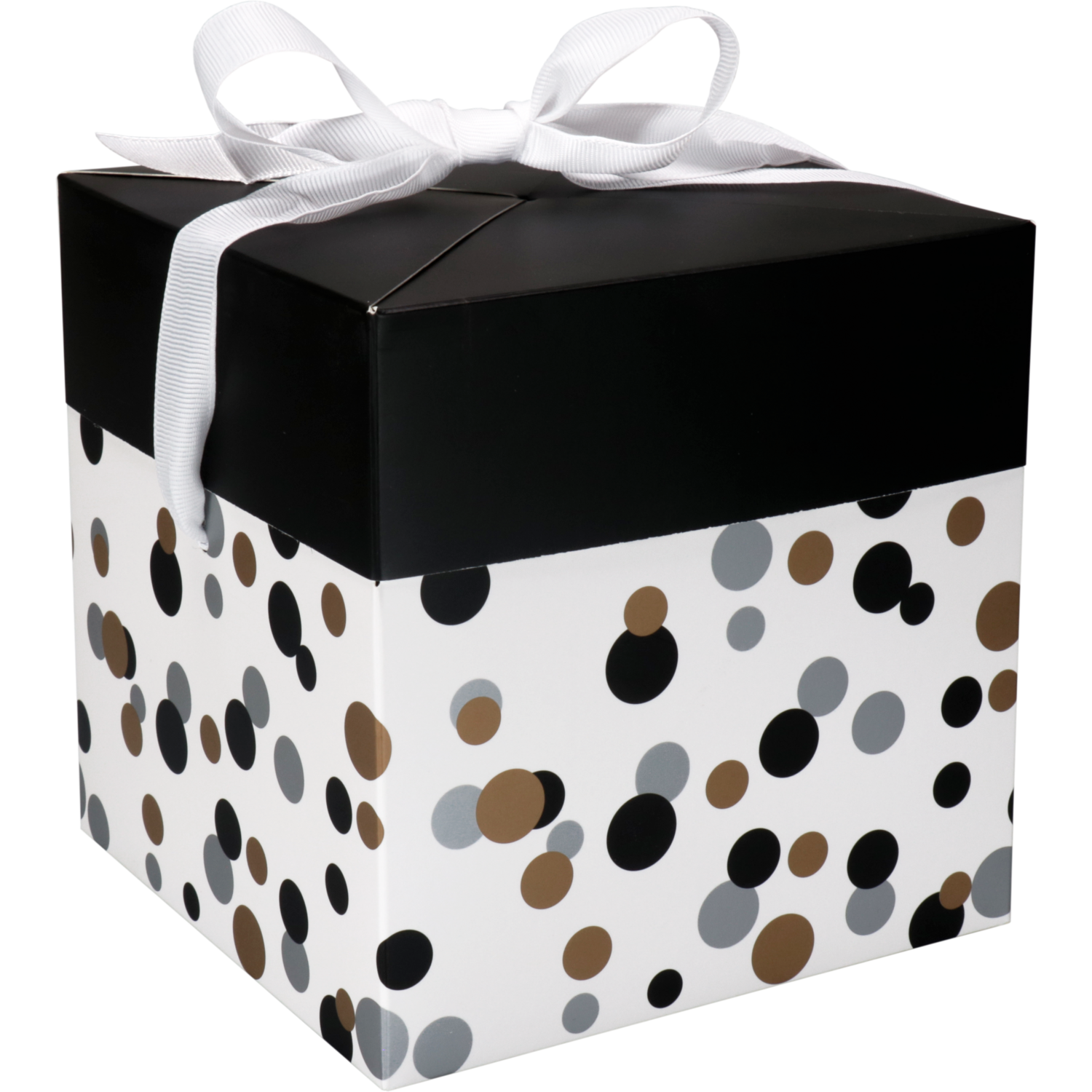 Afbeeldingen van Pak à 25 popup box confetti 15x15x15 cm met strik